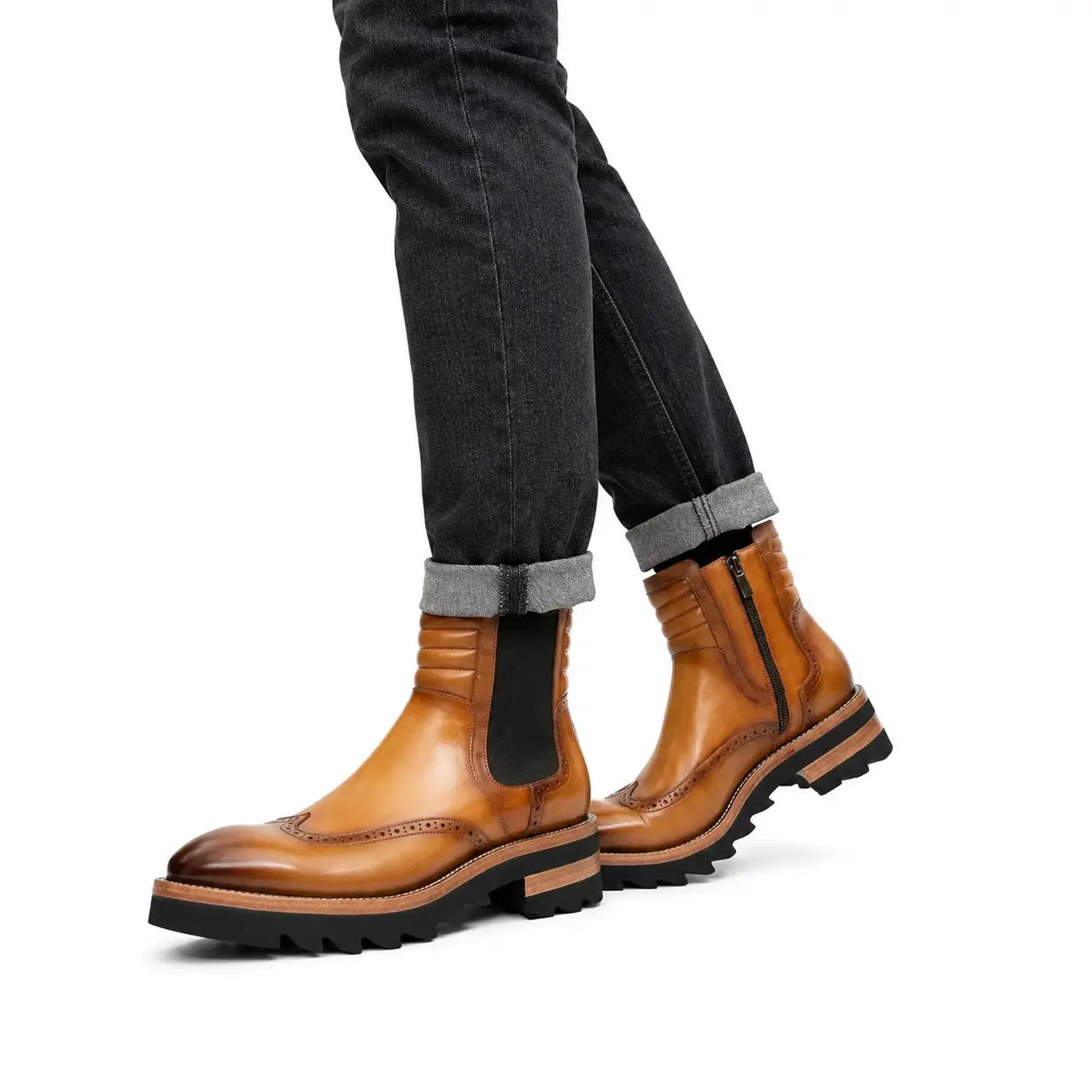 Cognac Lug Sole Chelsea Boot