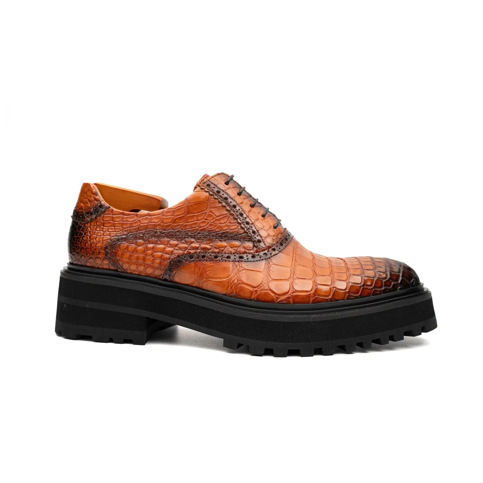Short Title: Exotic Crocodile Leather Oxford Shoes
