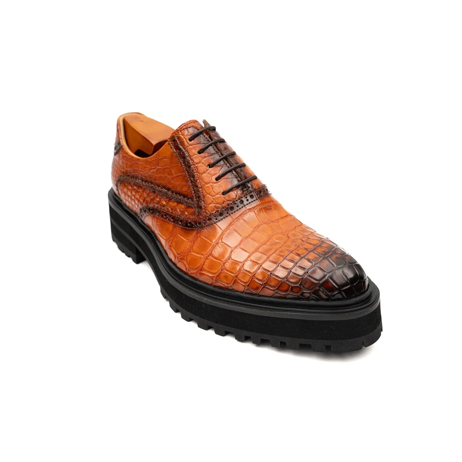 Short Title: Exotic Crocodile Leather Oxford Shoes