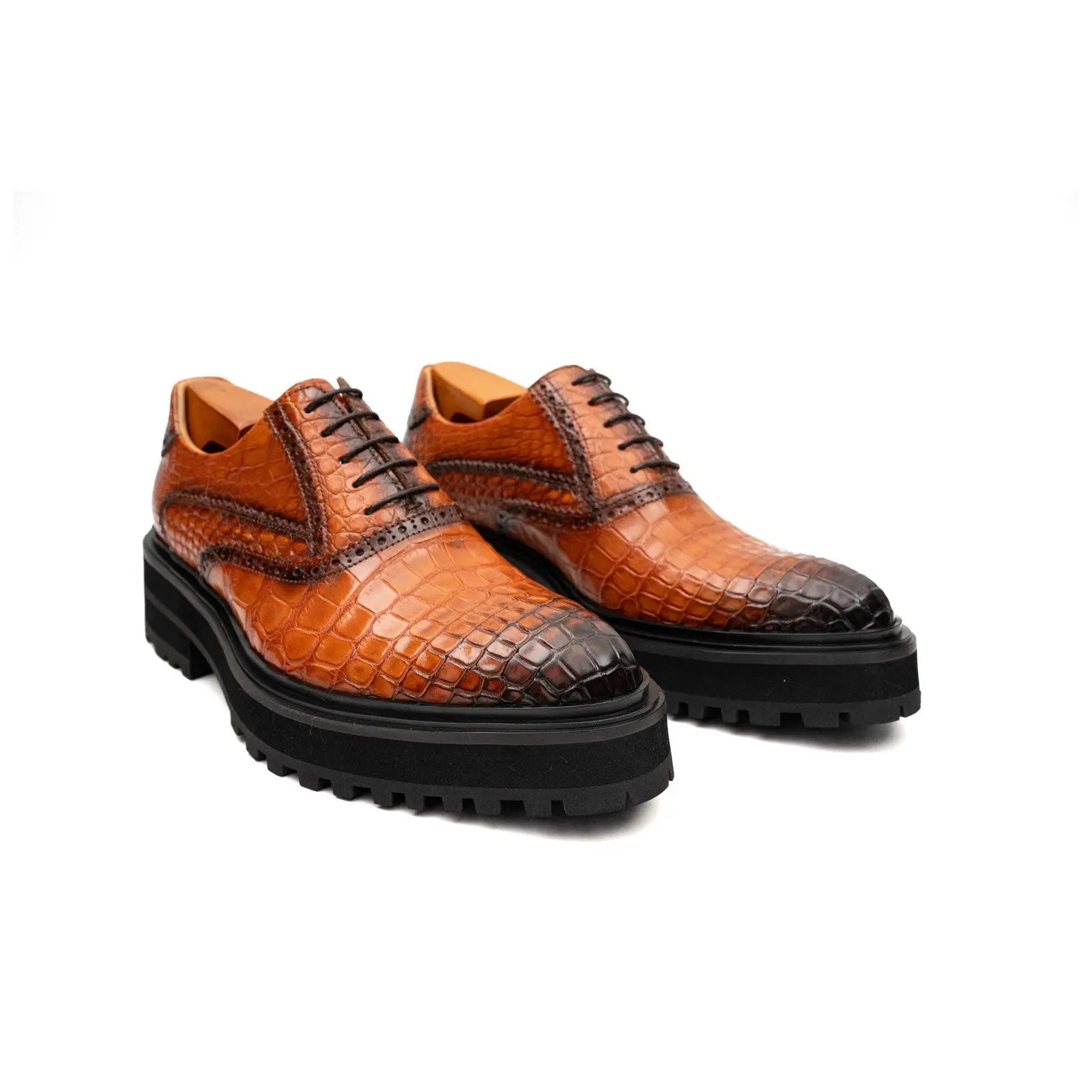 Short Title: Exotic Crocodile Leather Oxford Shoes