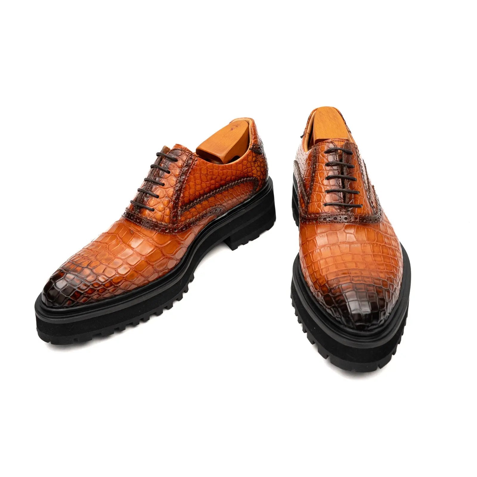 Short Title: Exotic Crocodile Leather Oxford Shoes