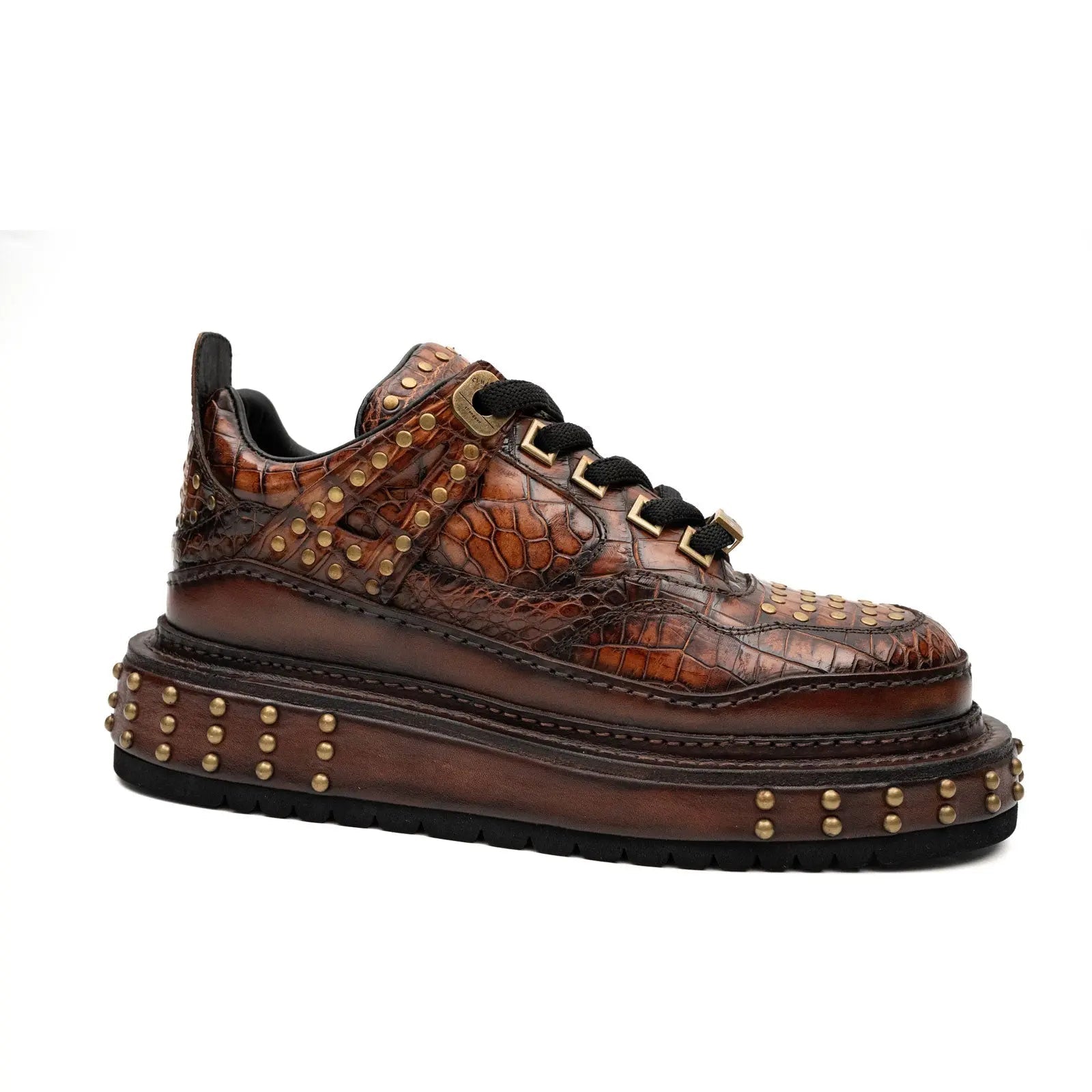 Brown Studded Crocodile Sneaker