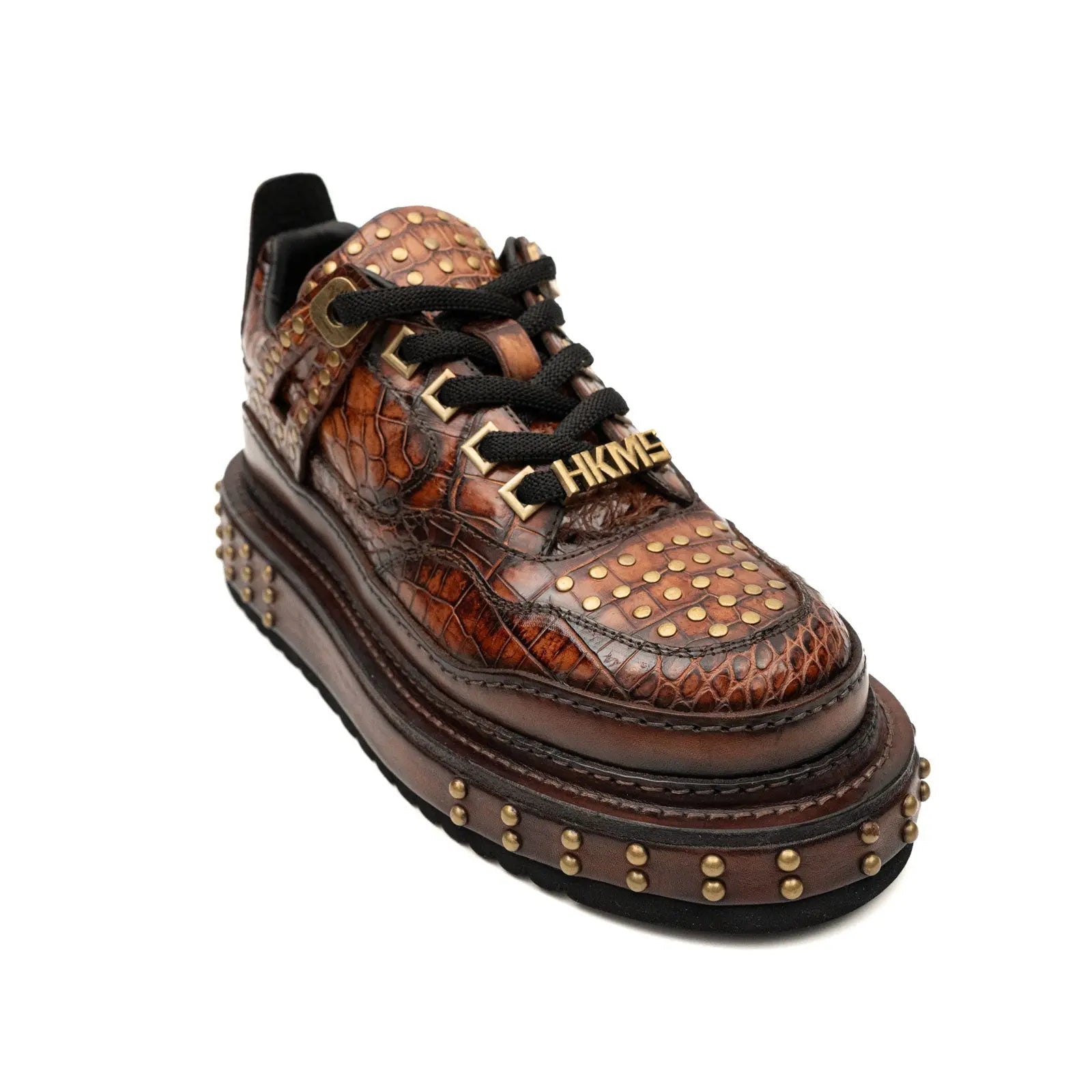 Brown Studded Crocodile Sneaker