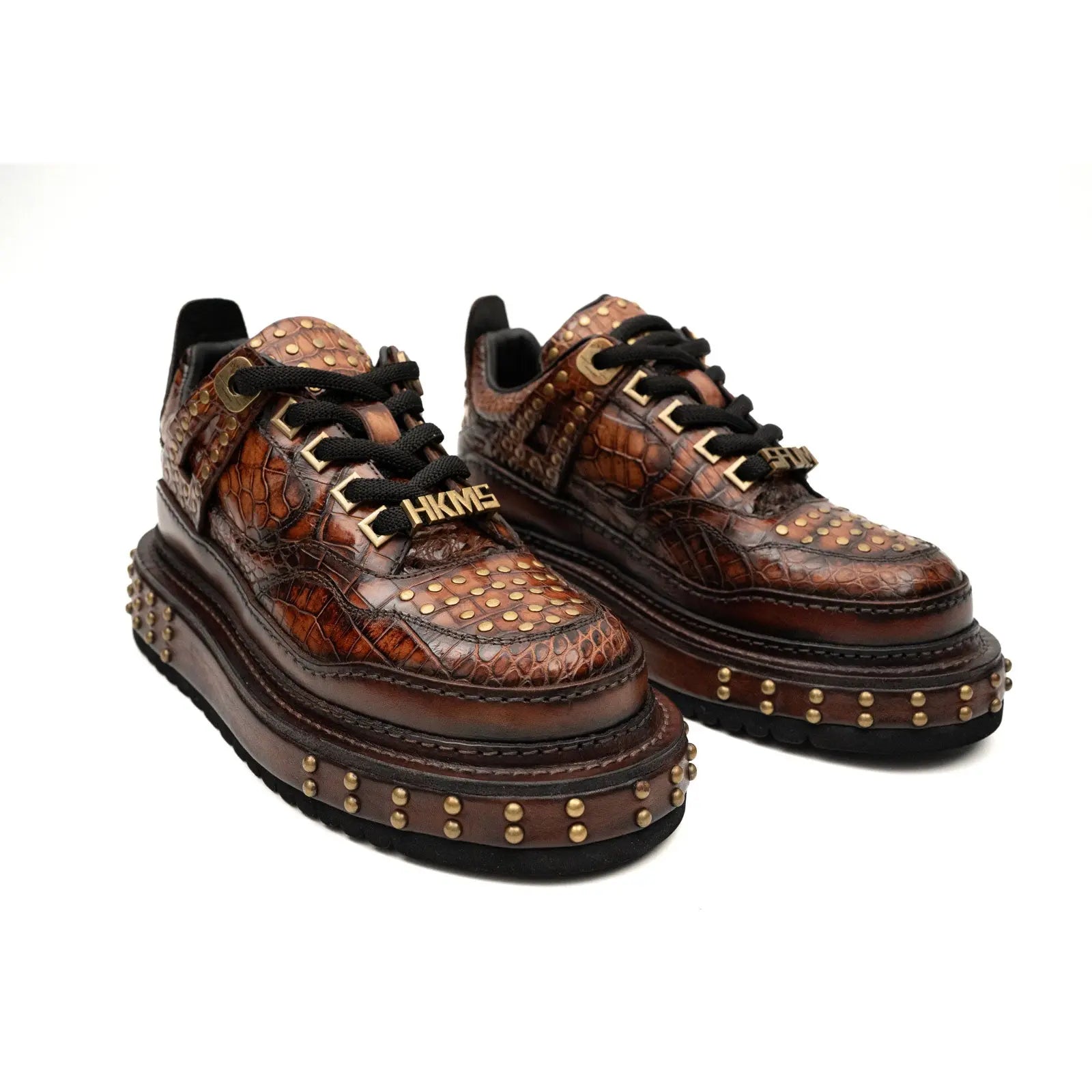 Brown Studded Crocodile Sneaker