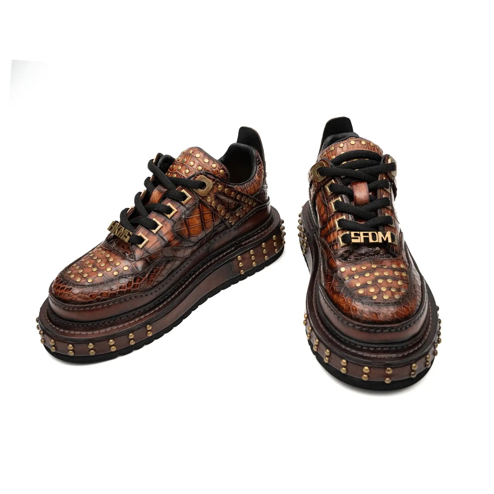 Brown Studded Crocodile Sneaker