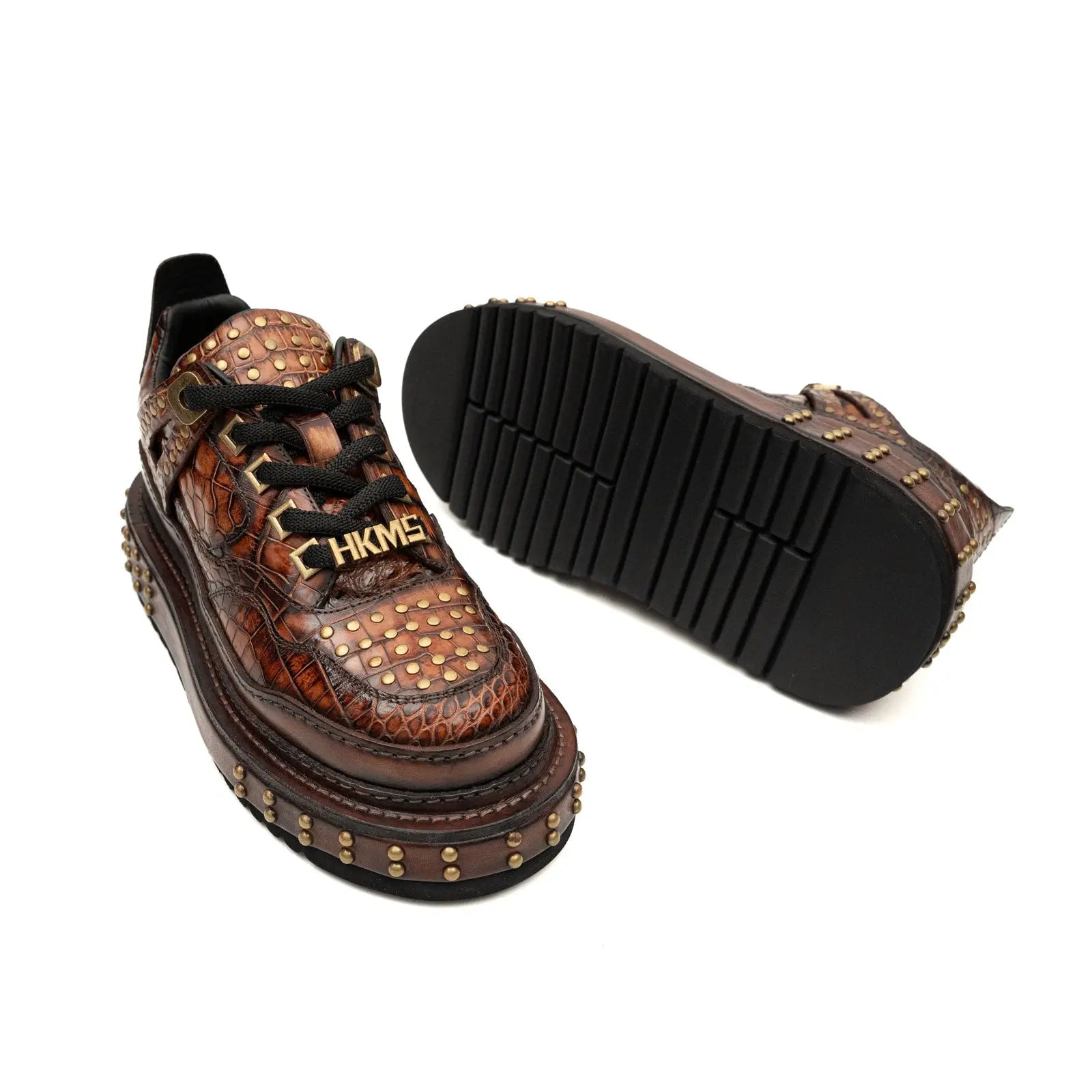 Brown Studded Crocodile Sneaker