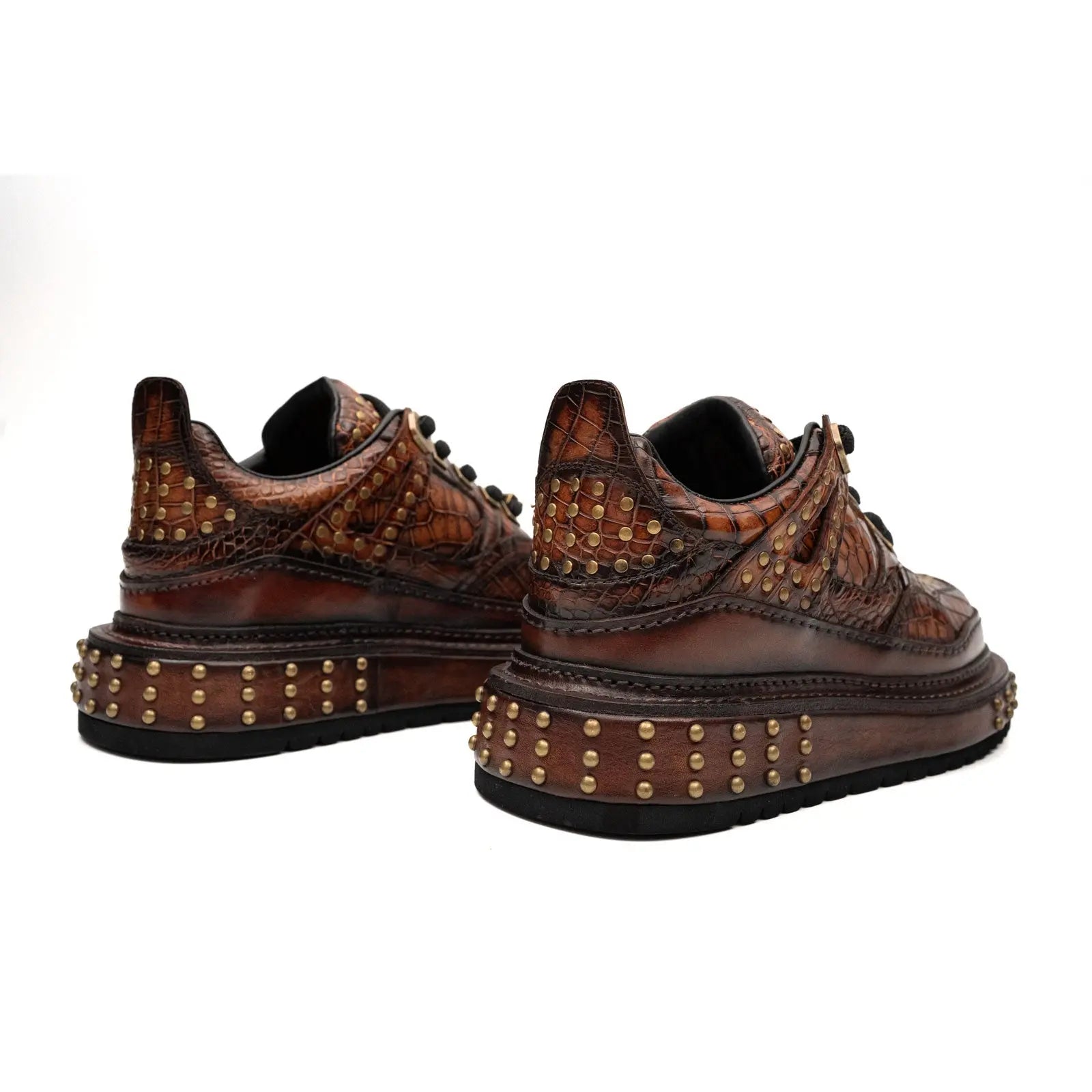 Brown Studded Crocodile Sneaker