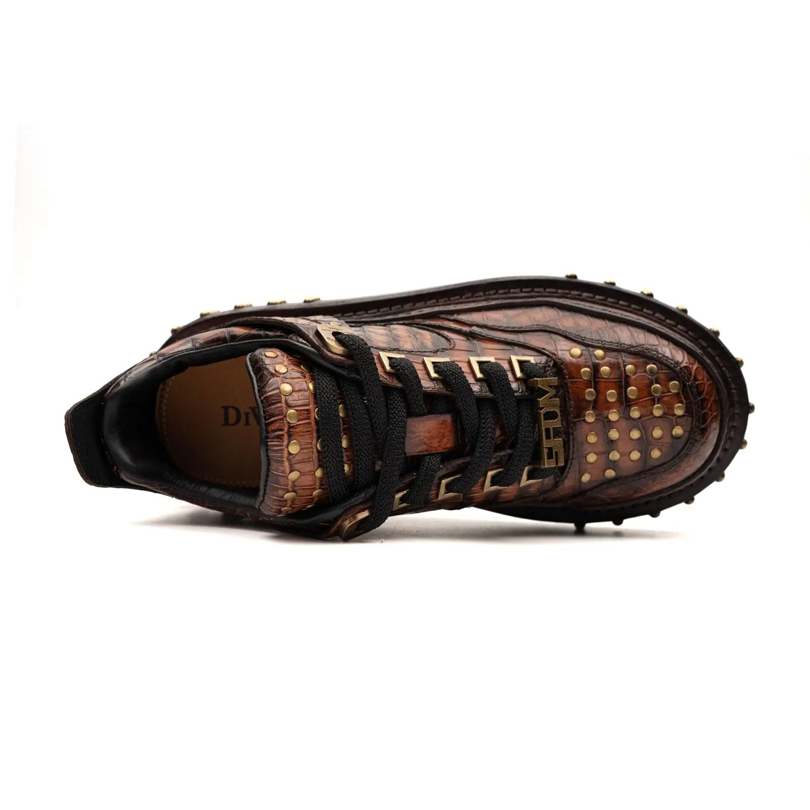 Brown Studded Crocodile Sneaker