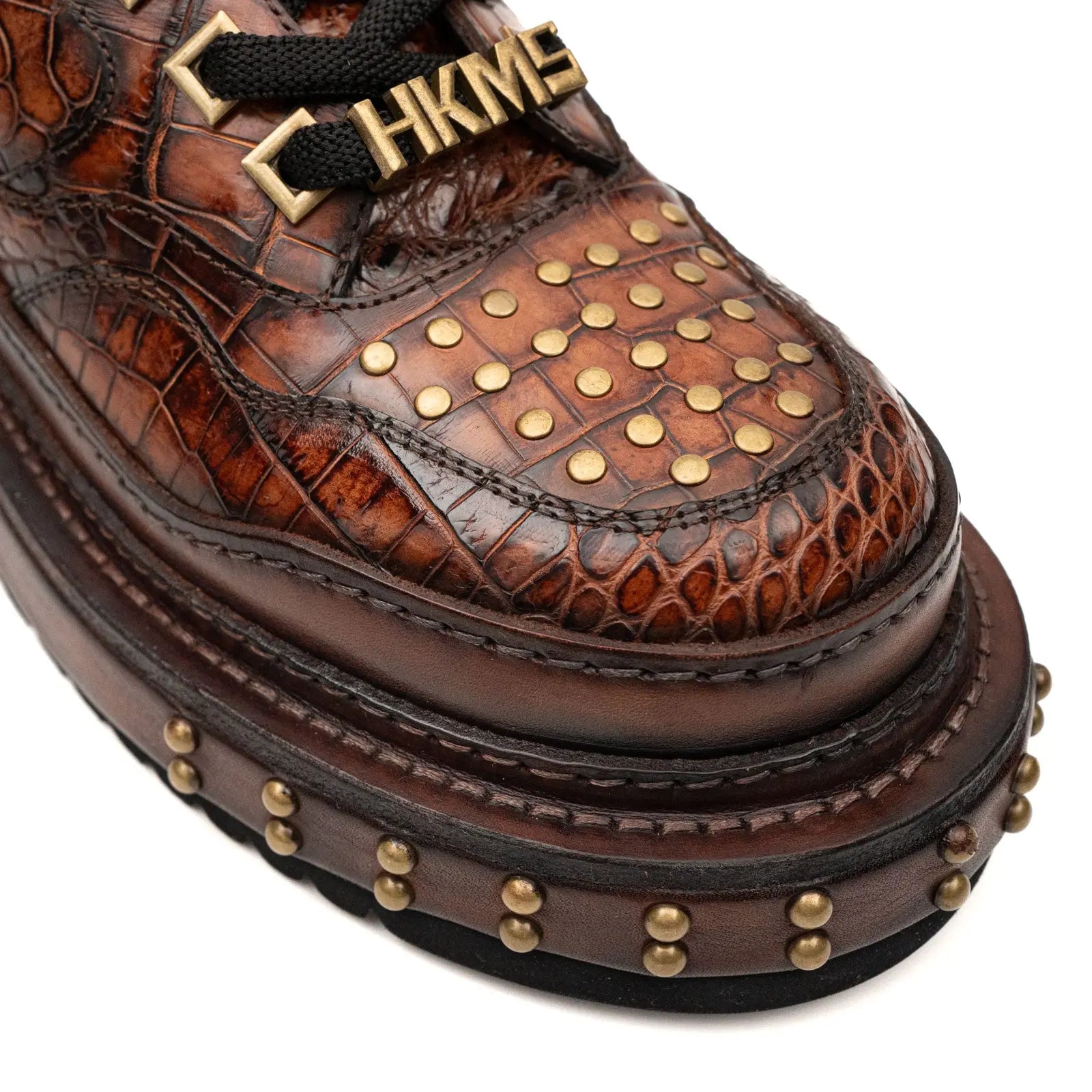 Brown Studded Crocodile Sneaker