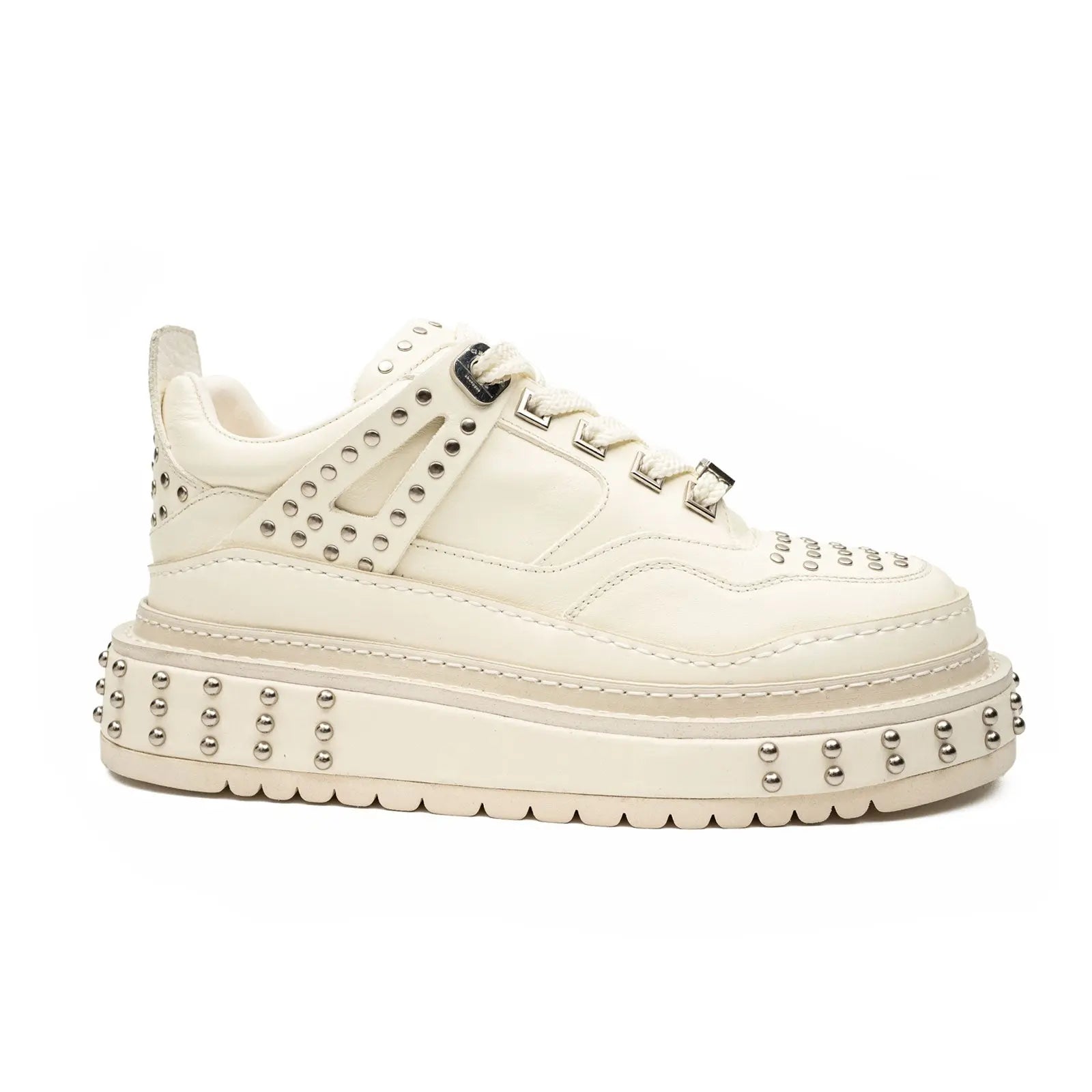 Ivory Studded Platform Sneaker