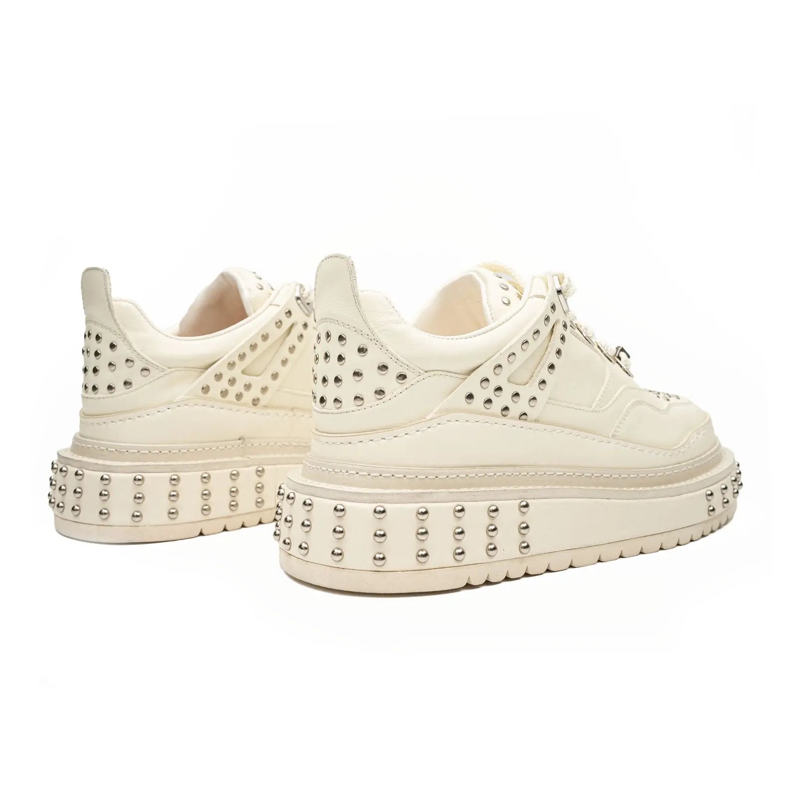 Ivory Studded Platform Sneaker