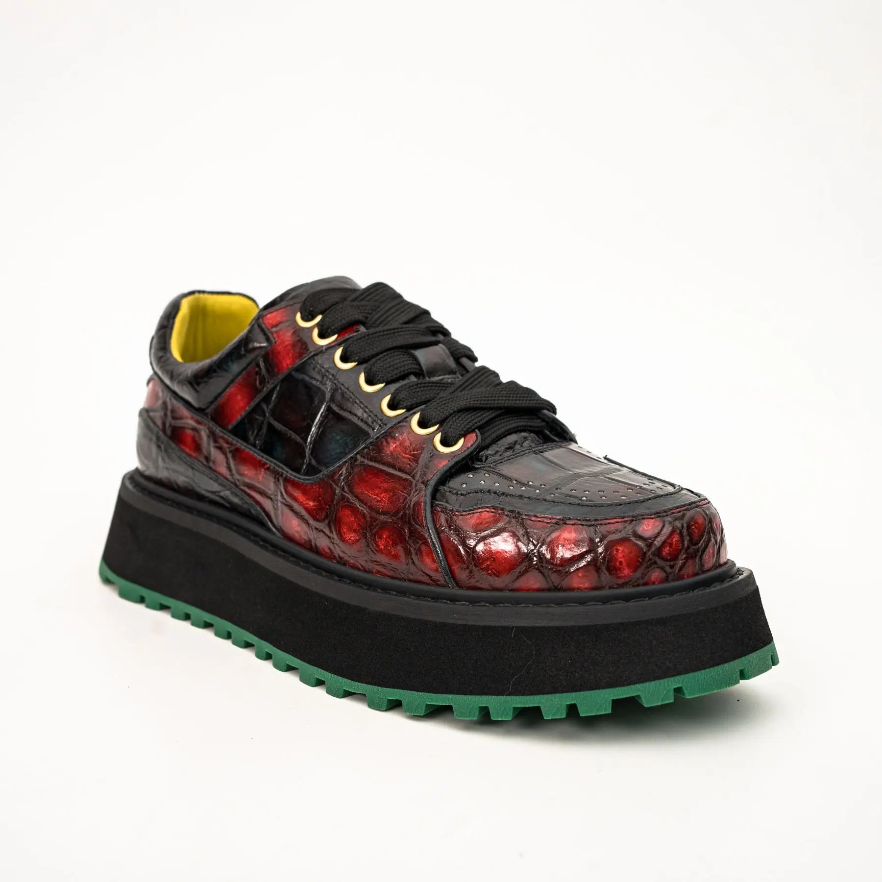 Crimson Crocodile Platform Sneaker