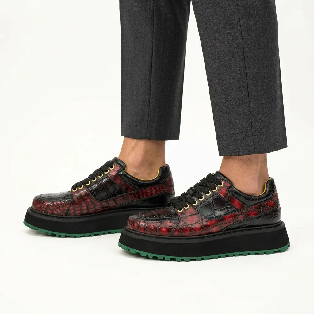Crimson Crocodile Platform Sneaker