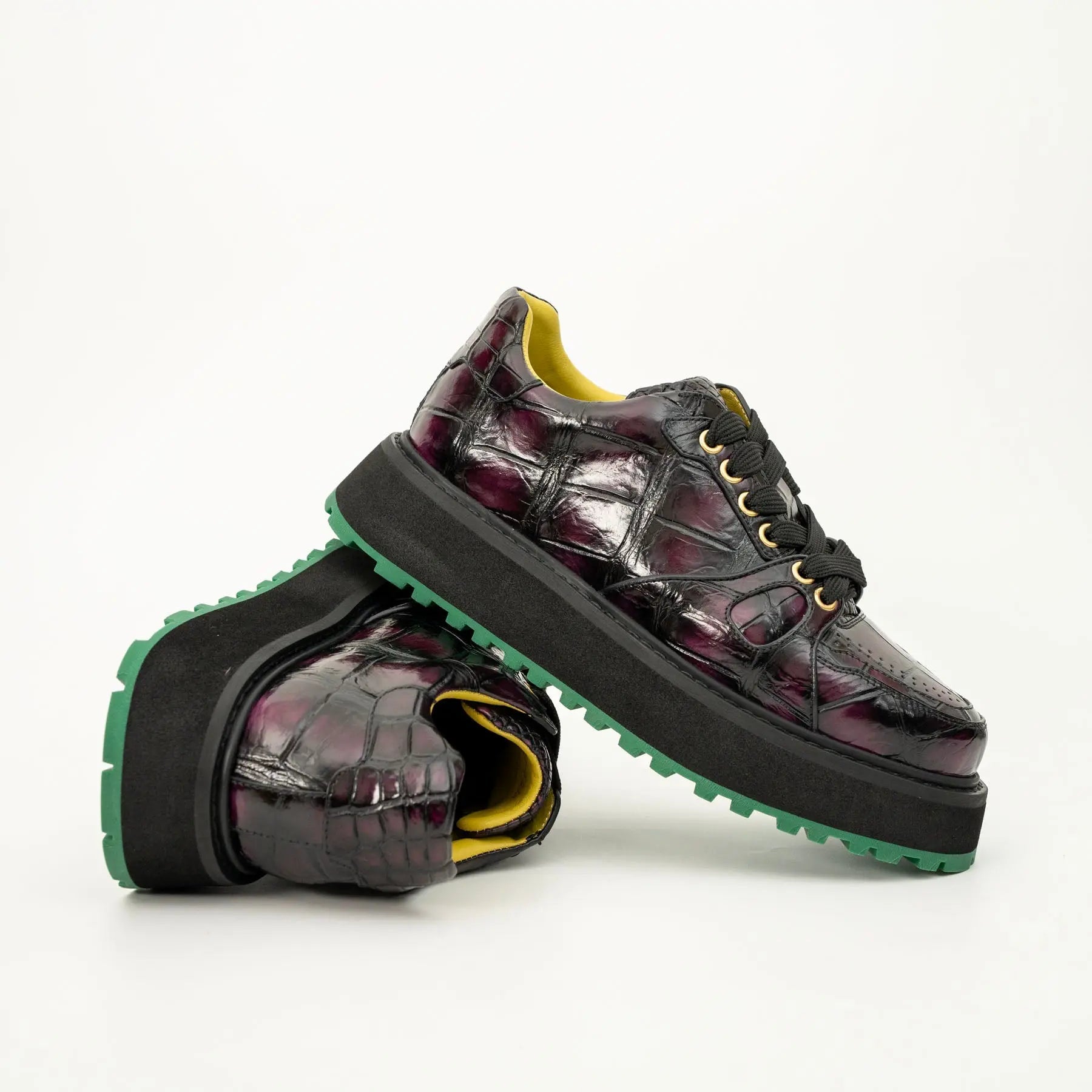 Crocodile Leather Platform Sneaker
