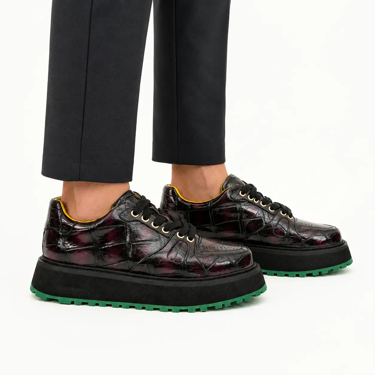Crocodile Leather Platform Sneaker