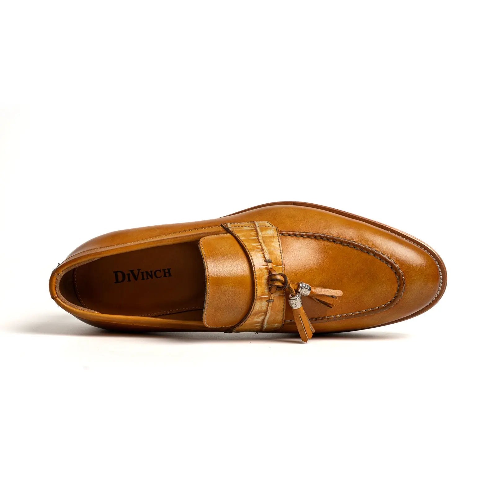 Cognac Tassel Loafer with White Sole