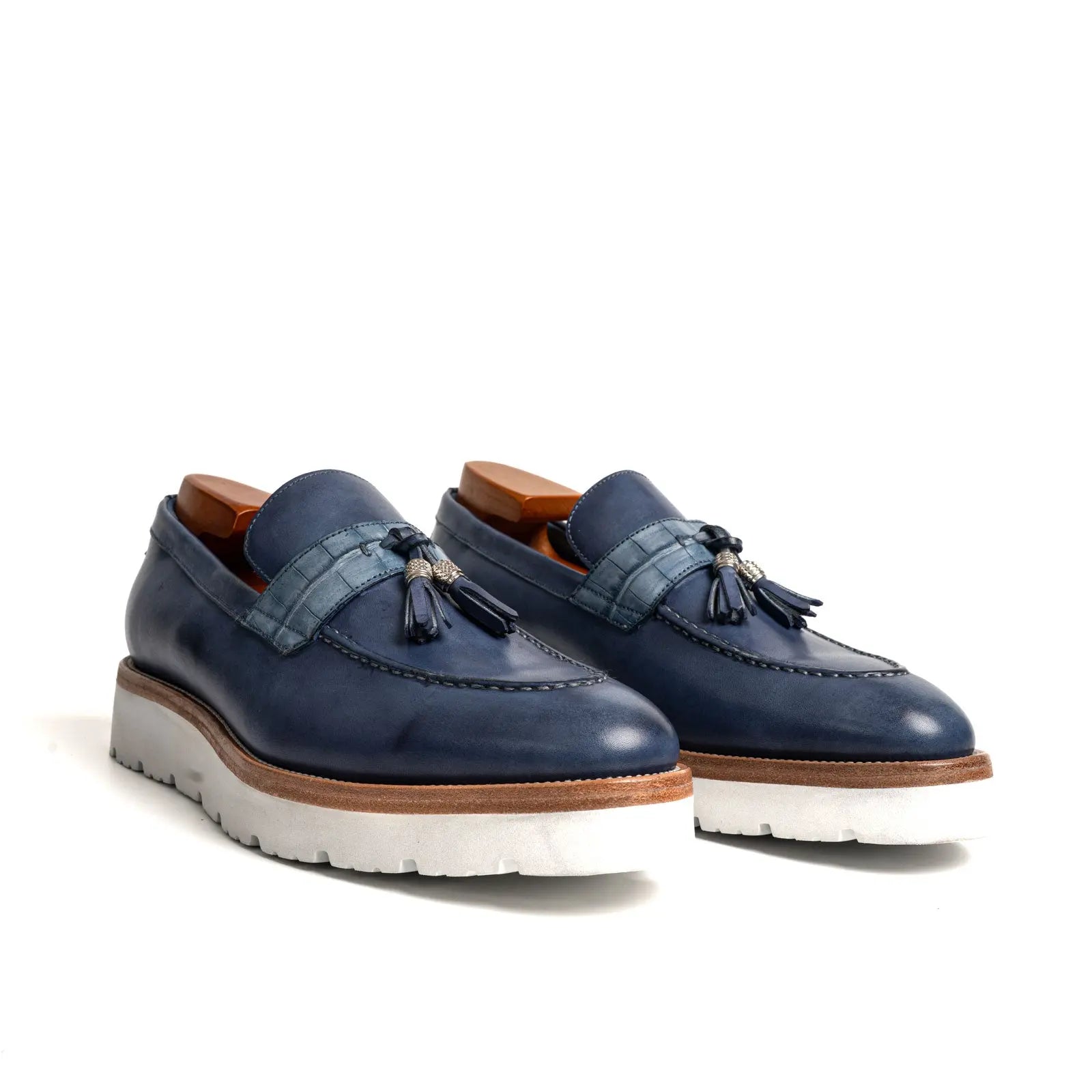 Crocodile Leather Tassel XL Loafers