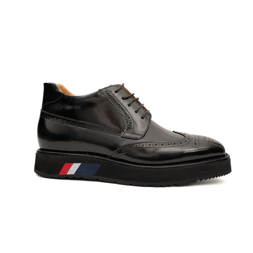 Black Brogue Lace-Up Boots with Foam Sole