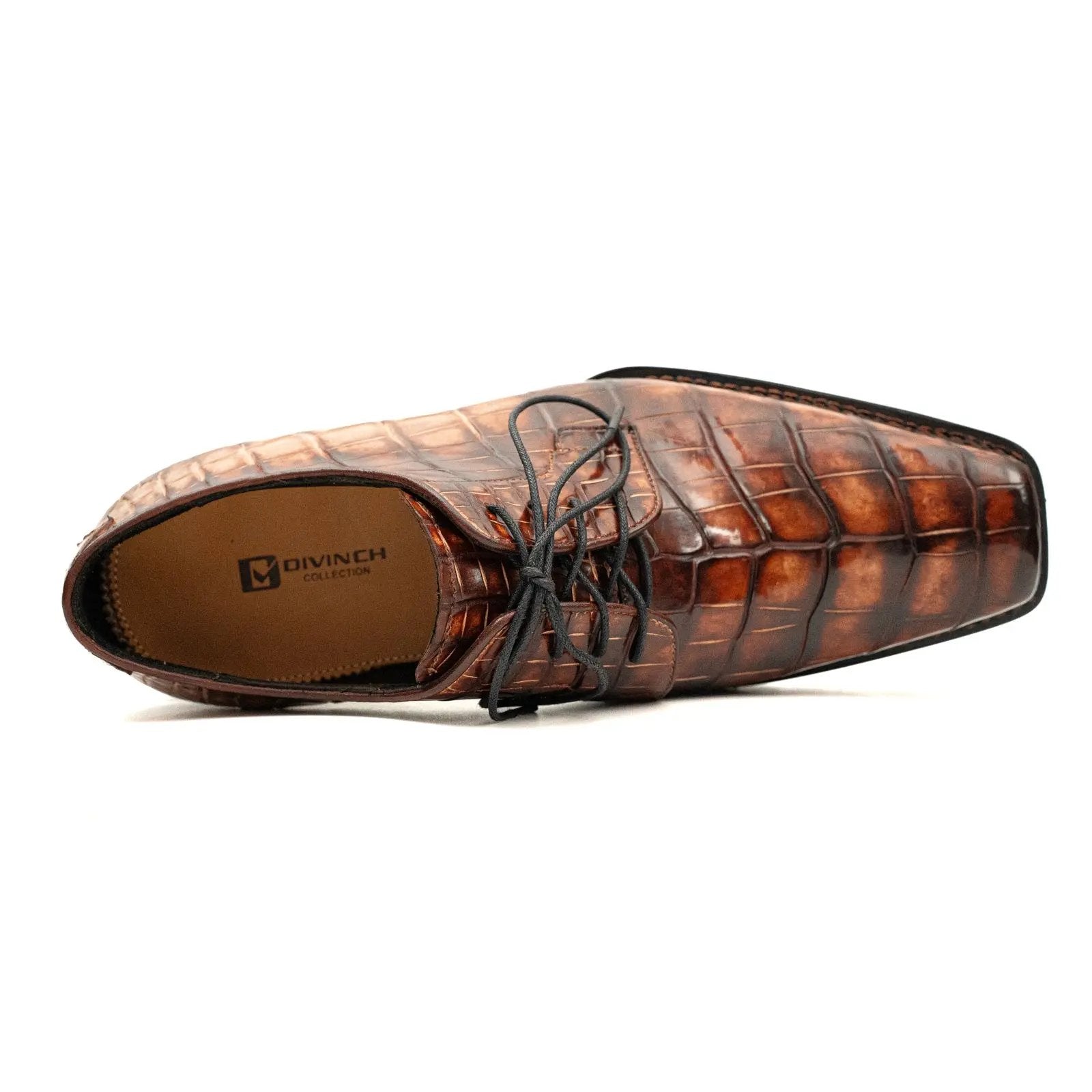 Cognac Crocodile Lug Sole Derby