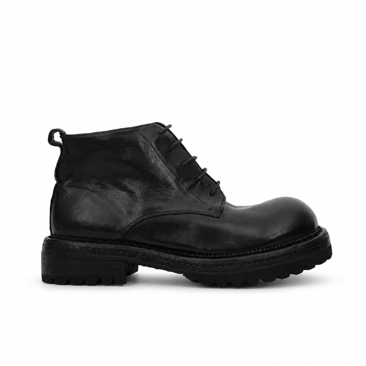 Washed Black Lug-Sole Derby Boot