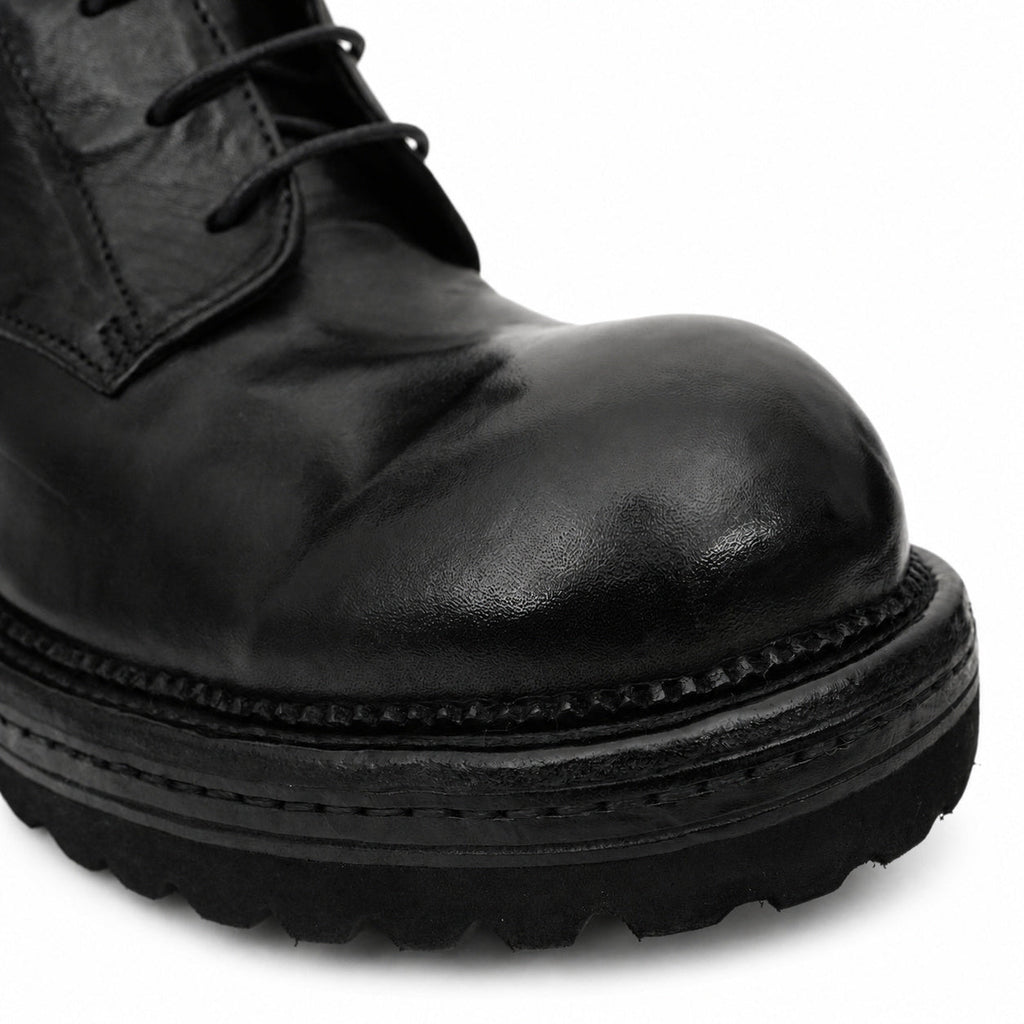 Washed Black Lug-Sole Derby Boot
