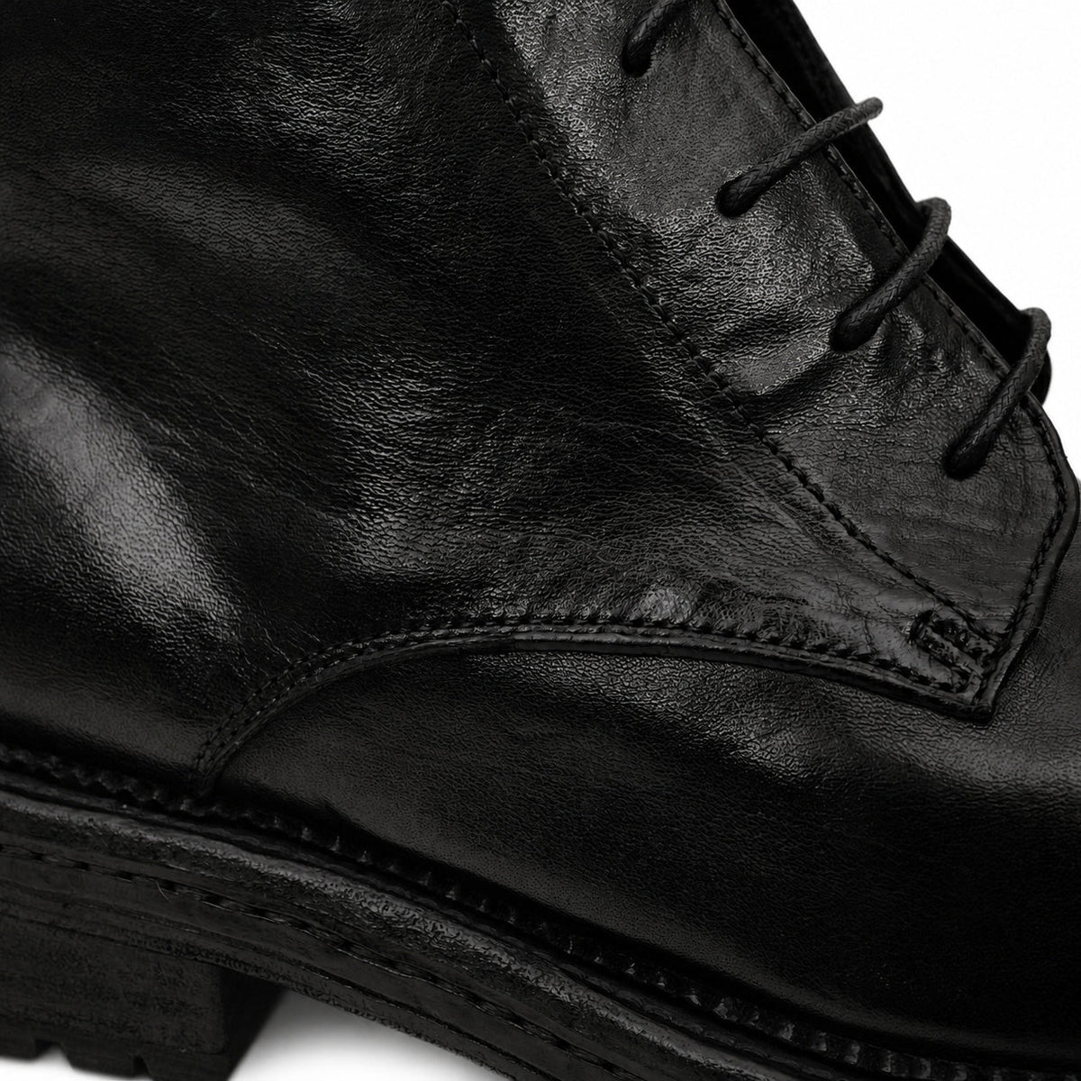 Washed Black Lug-Sole Derby Boot