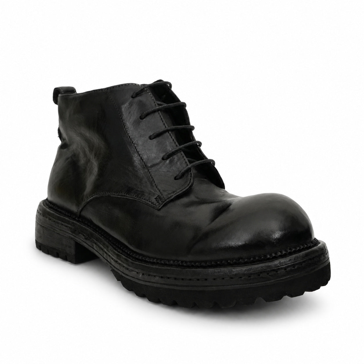 Washed Black Lug-Sole Derby Boot