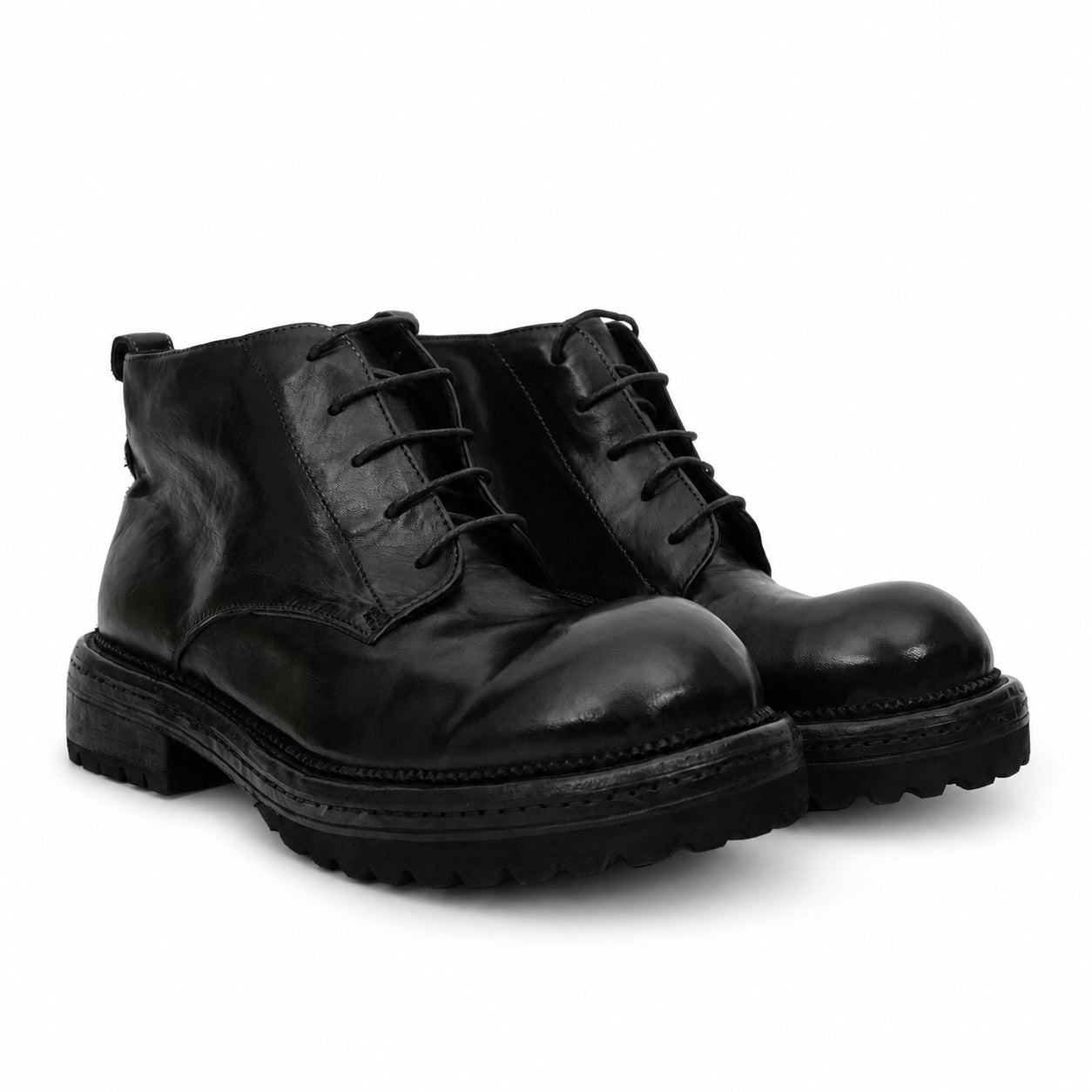 Washed Black Lug-Sole Derby Boot