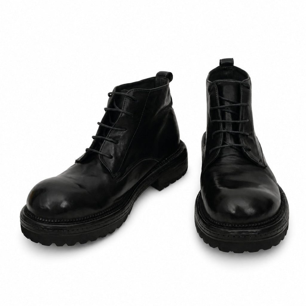 Washed Black Lug-Sole Derby Boot