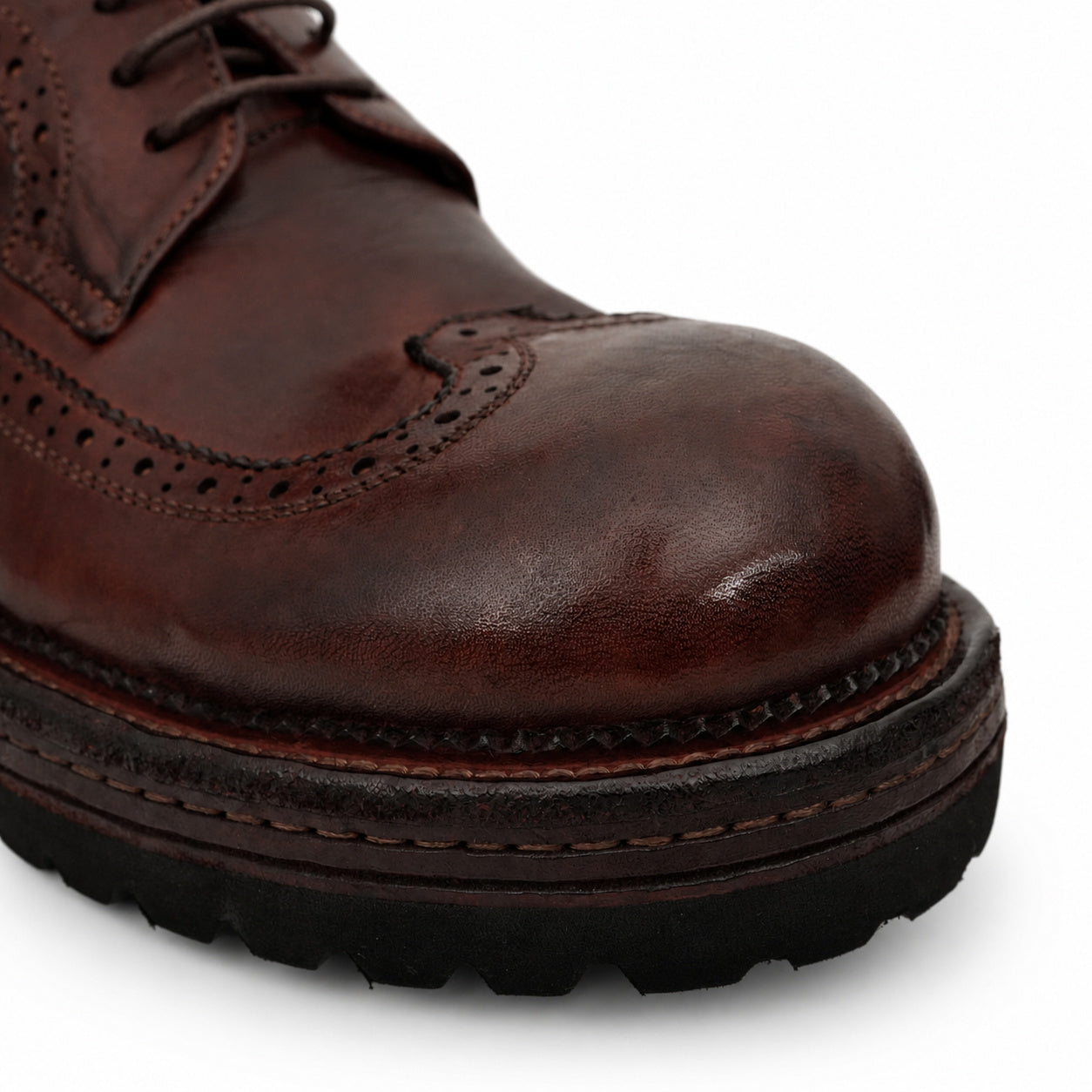 Washed Brown Brogue Lug Derby