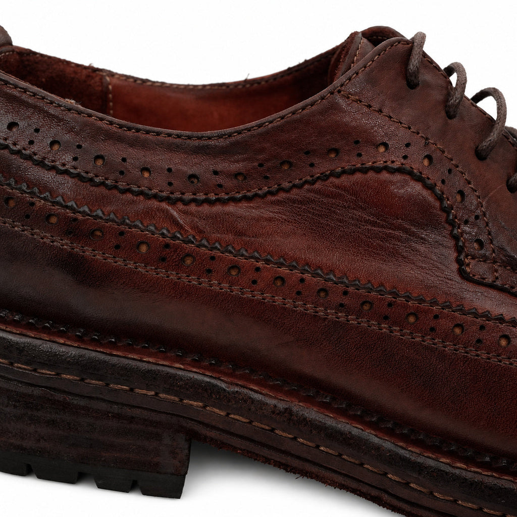 Washed Brown Brogue Lug Derby