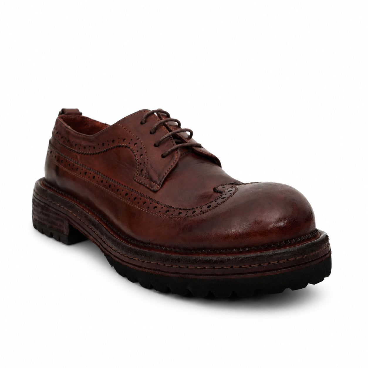 Washed Brown Brogue Lug Derby