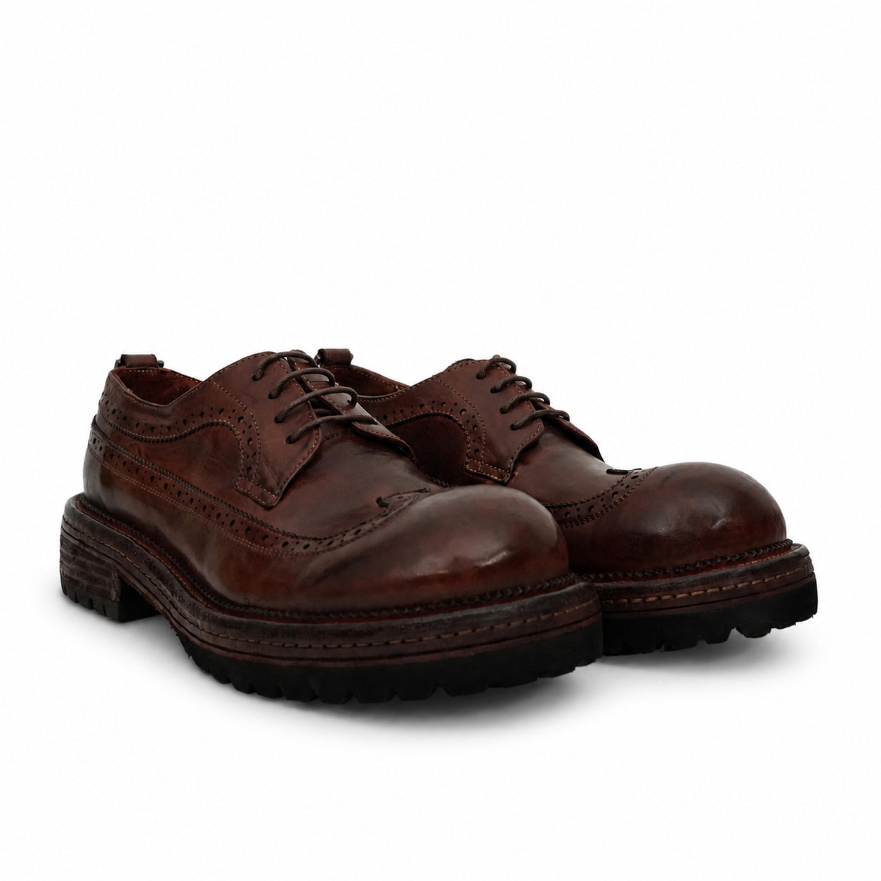 Washed Brown Brogue Lug Derby