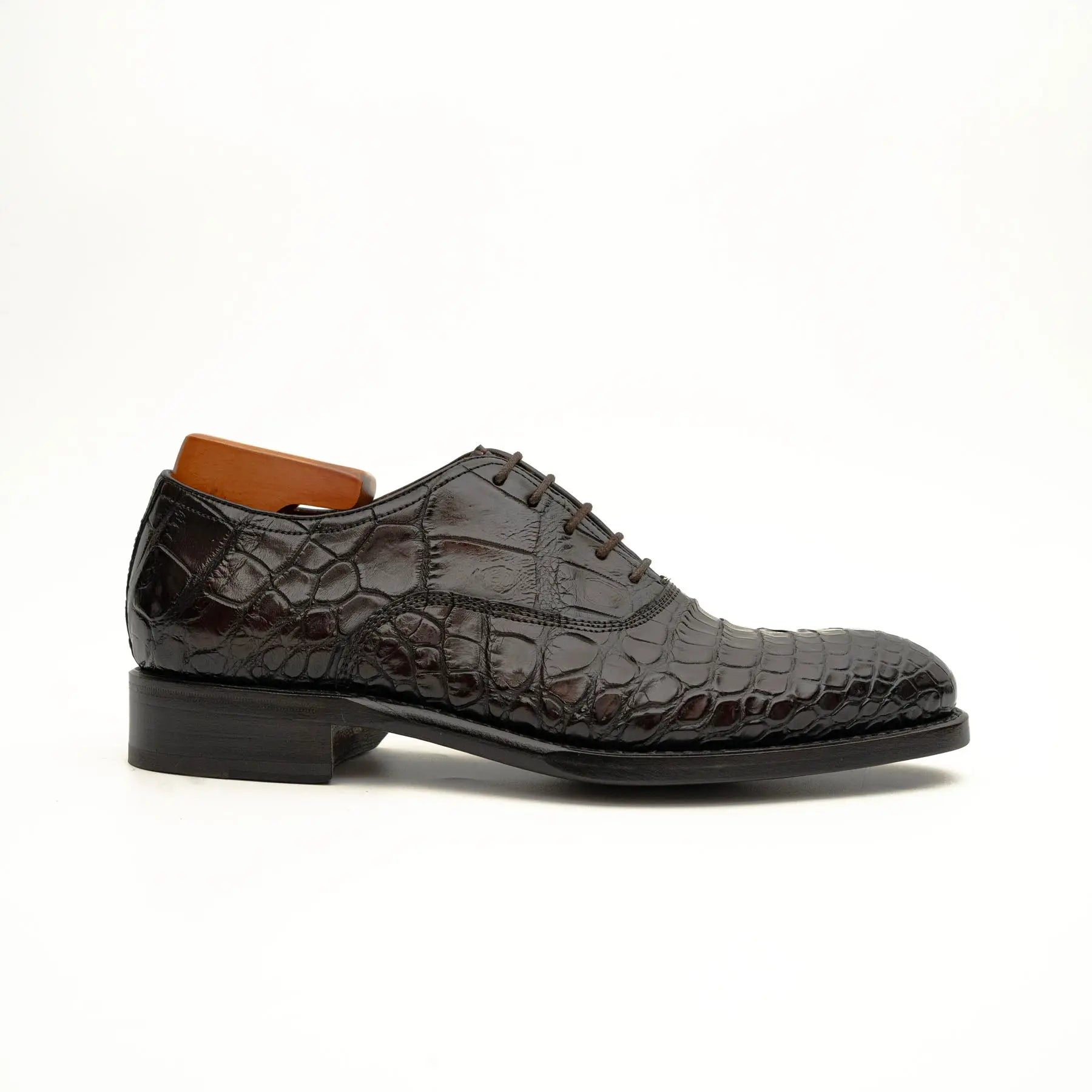 Dark Brown Crocodile Derby Shoe