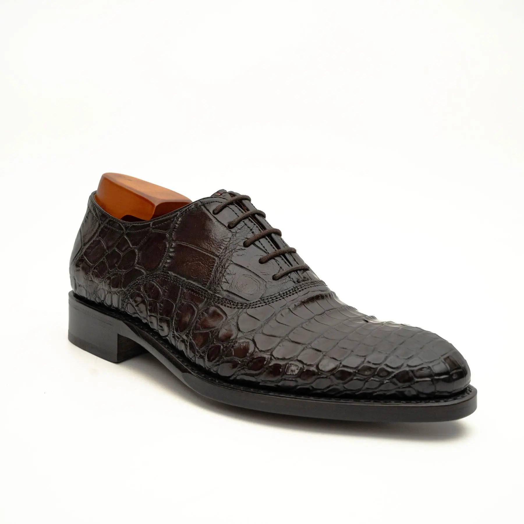 Dark Brown Crocodile Derby Shoe