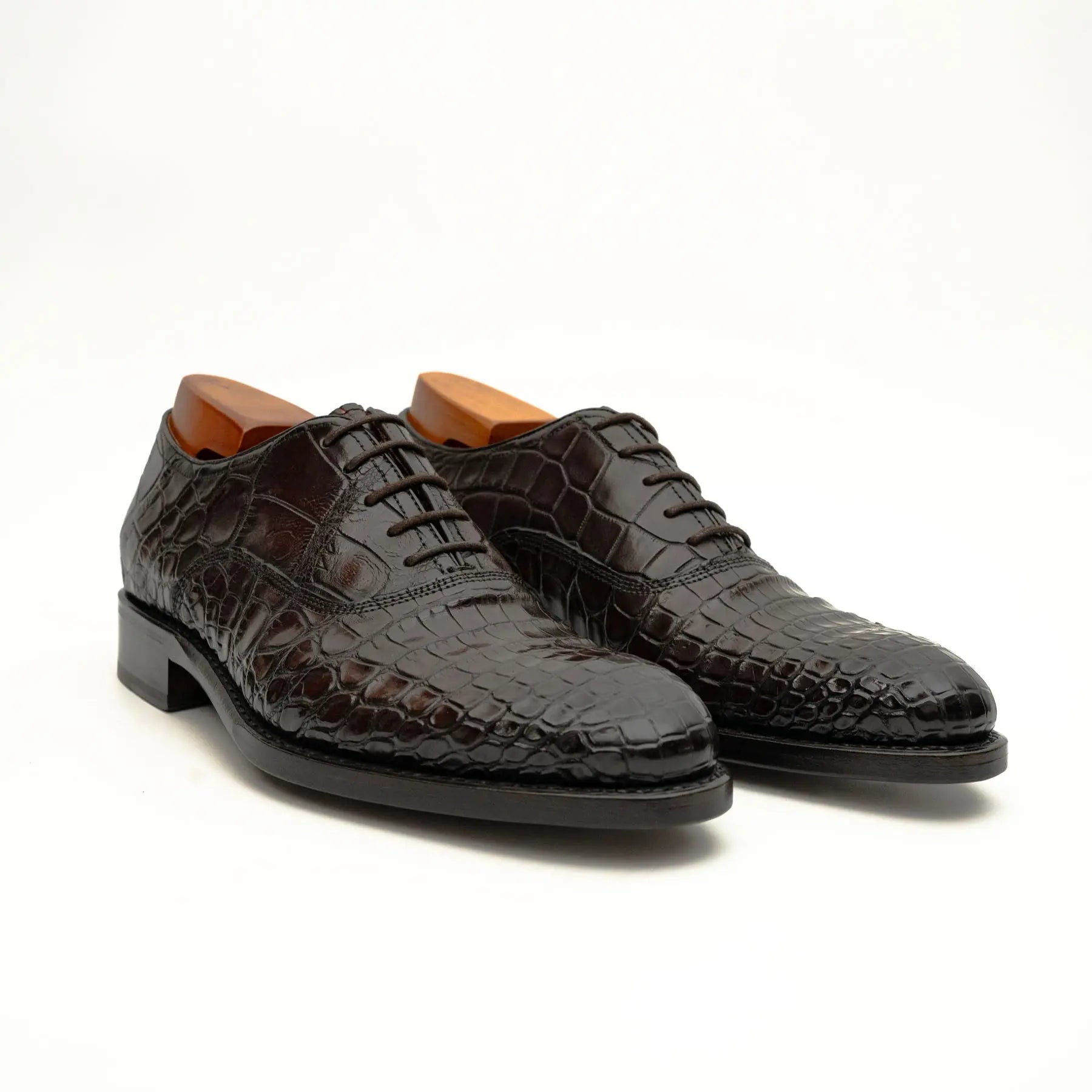 Dark Brown Crocodile Derby Shoe
