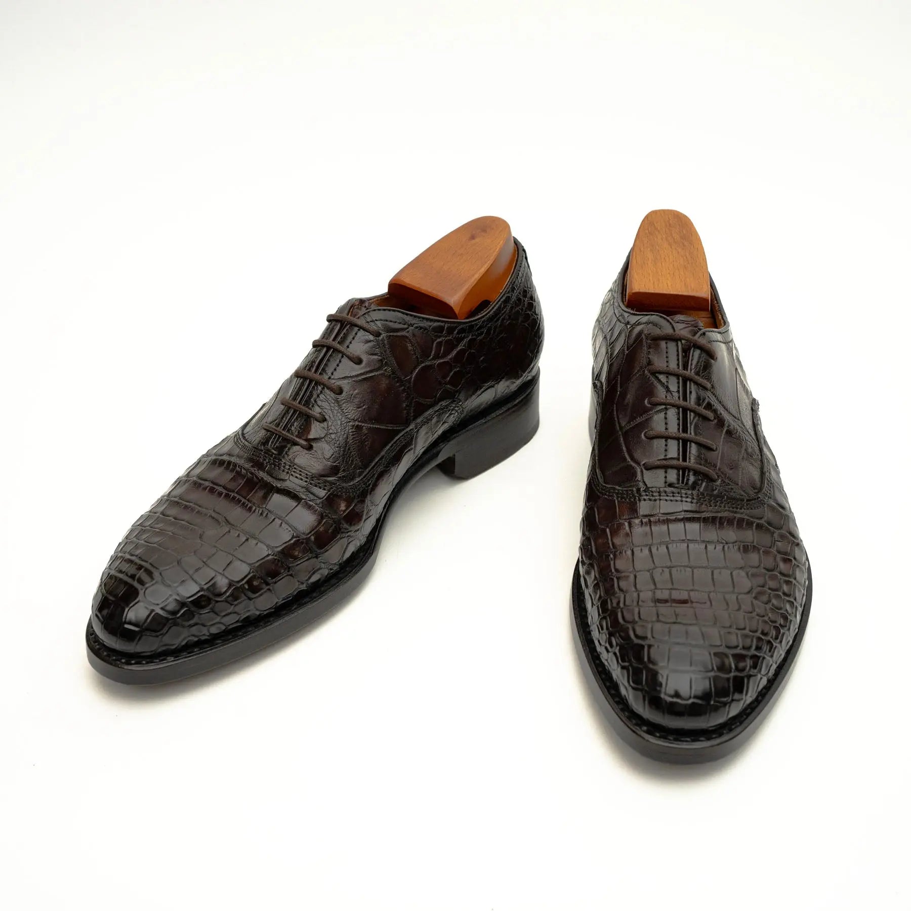 Dark Brown Crocodile Derby Shoe
