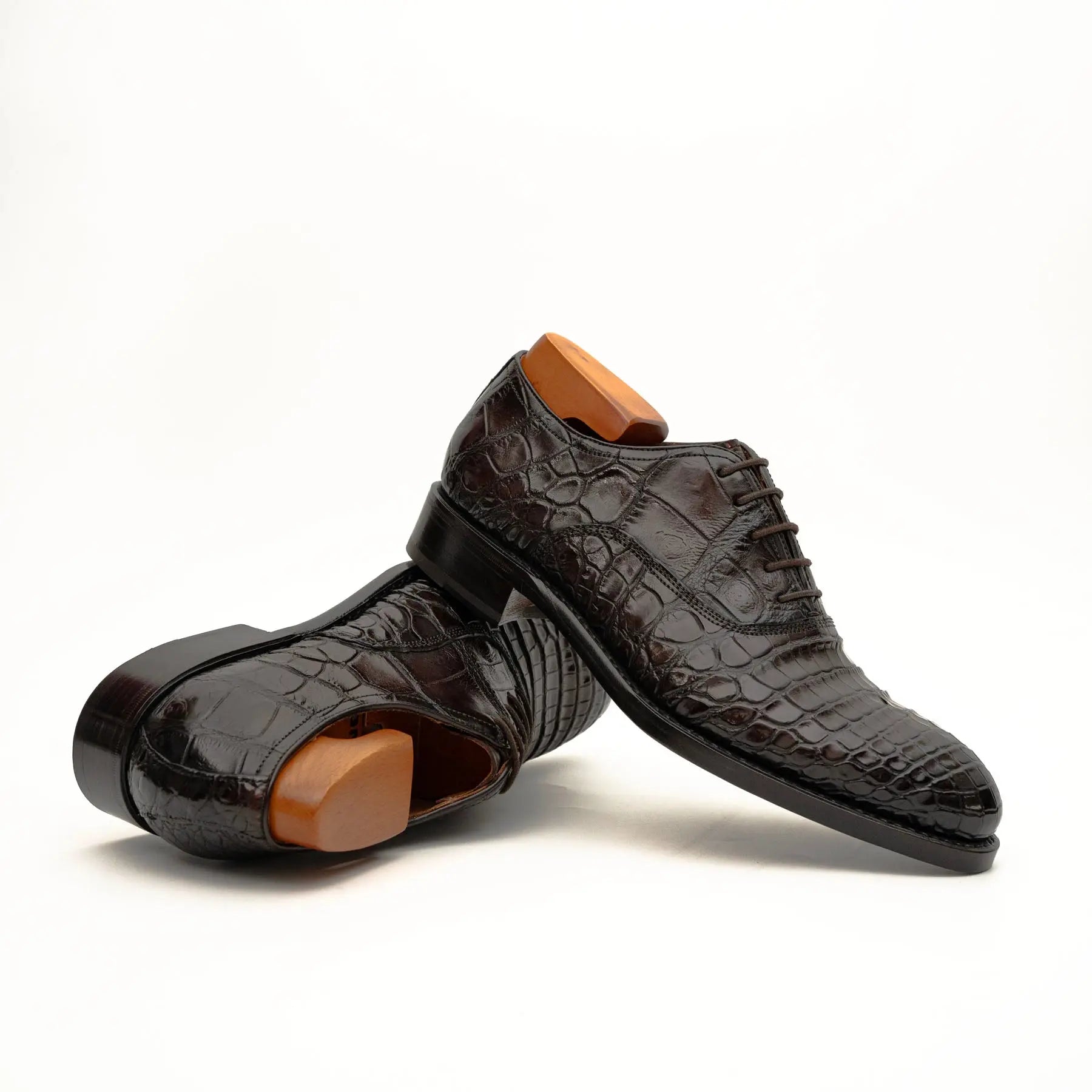 Dark Brown Crocodile Derby Shoe
