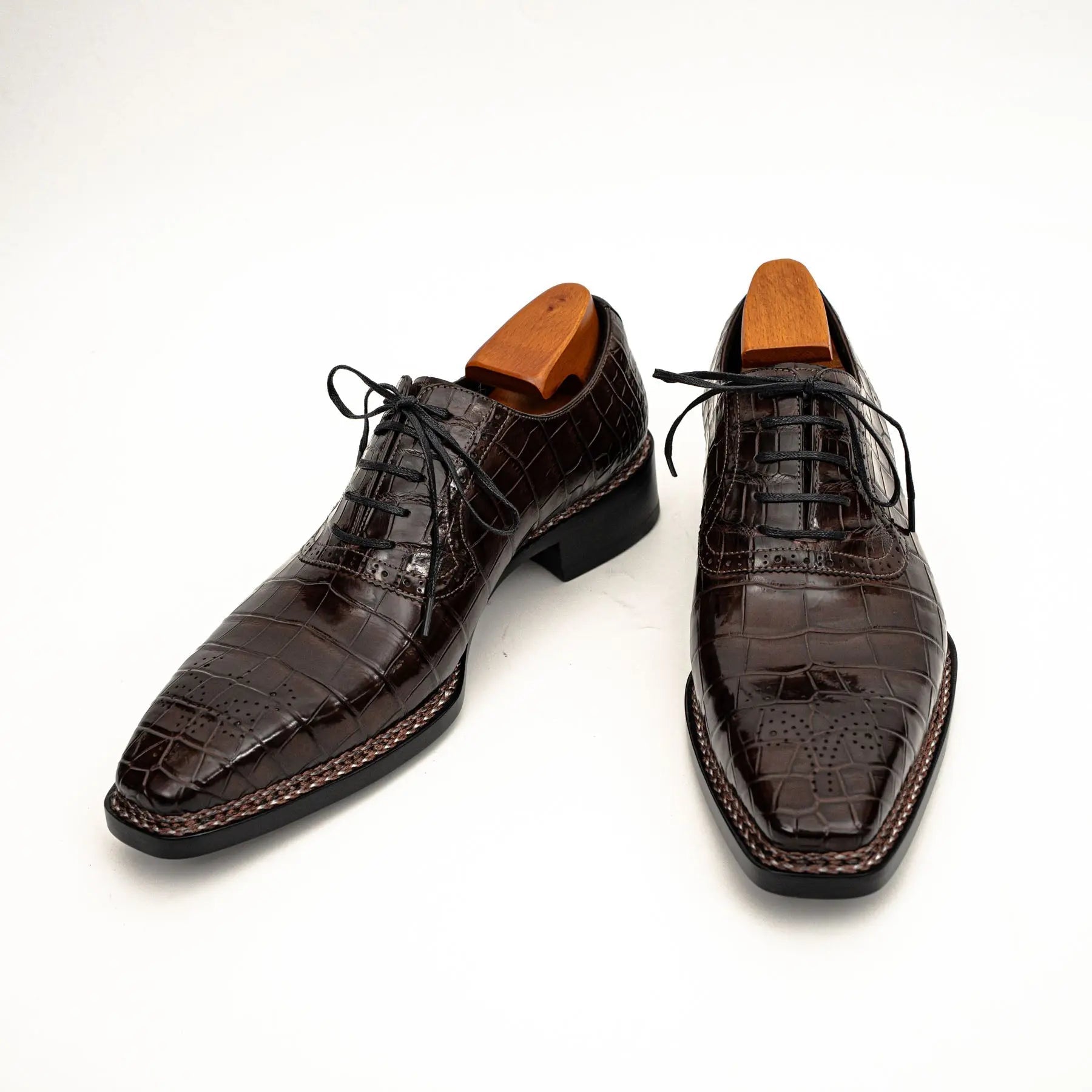 Dark Brown Crocodile Derby Shoes