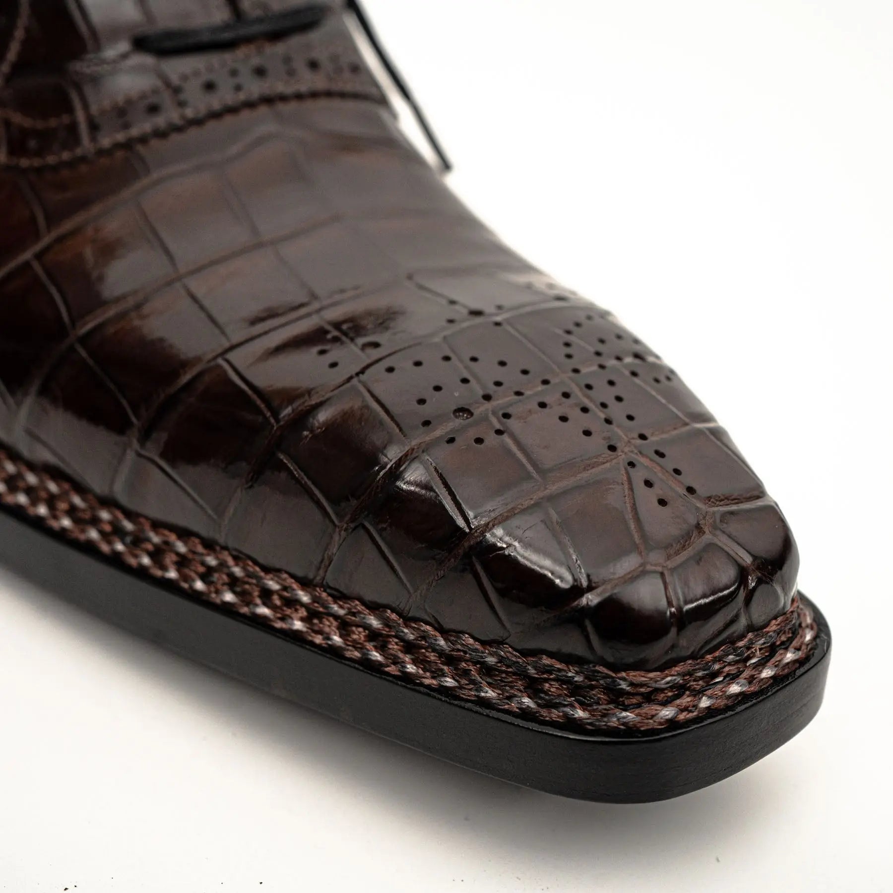Dark Brown Crocodile Derby Shoes