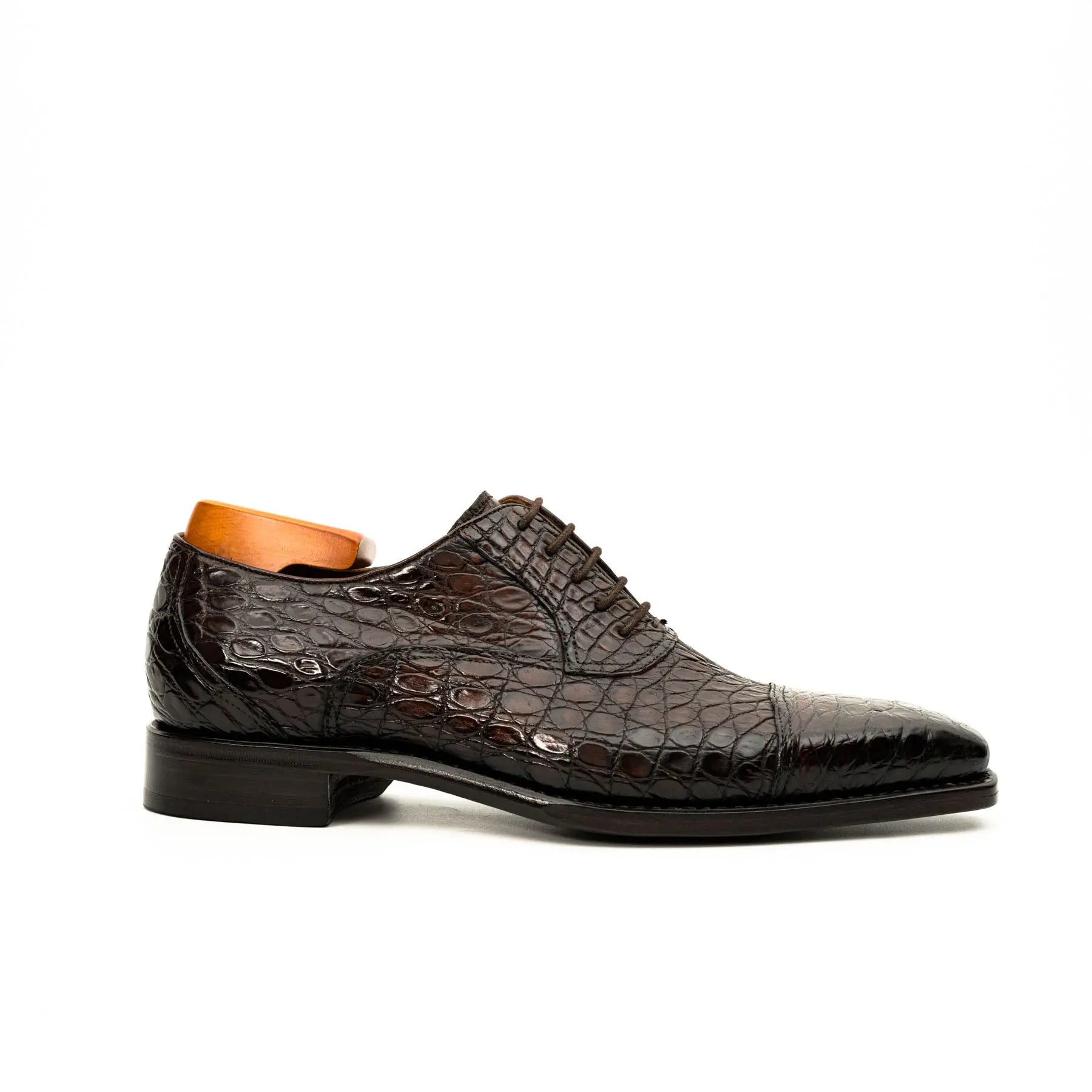 Dark Brown Crocodile Oxford Shoe