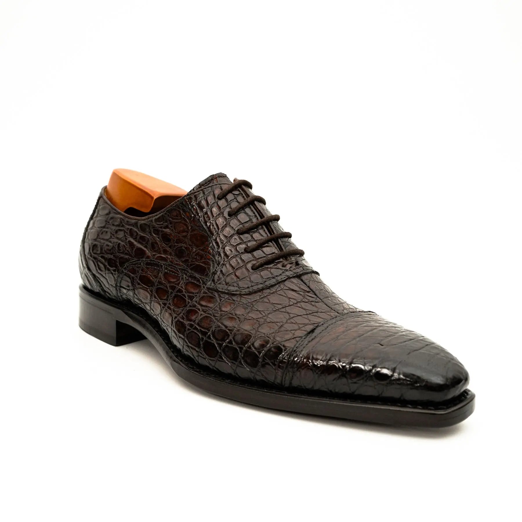 Dark Brown Crocodile Oxford Shoe
