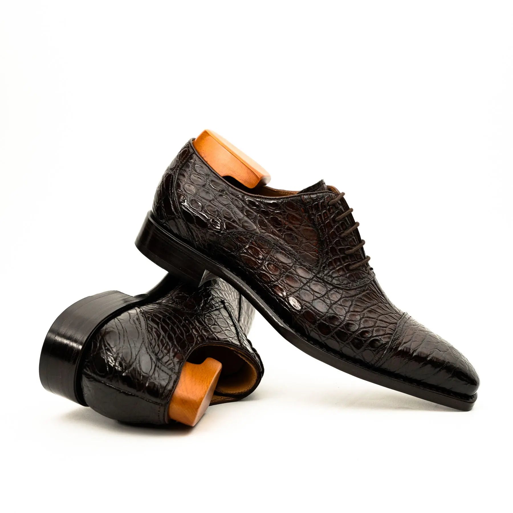 Dark Brown Crocodile Oxford Shoe