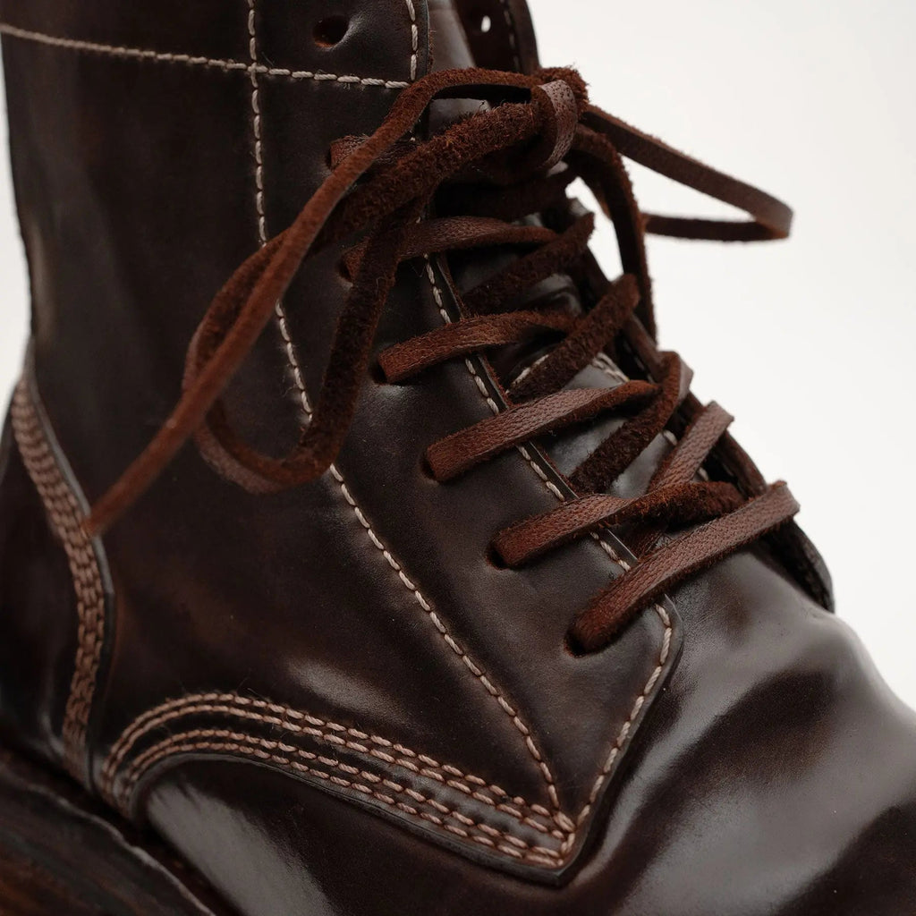 Dark Brown Horsehide Combat Boots