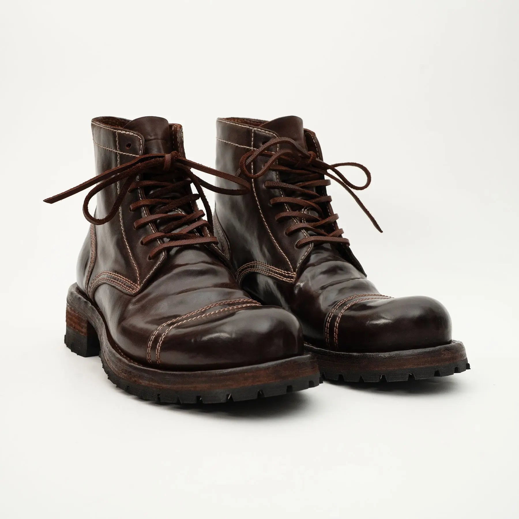Dark Brown Horsehide Combat Boots