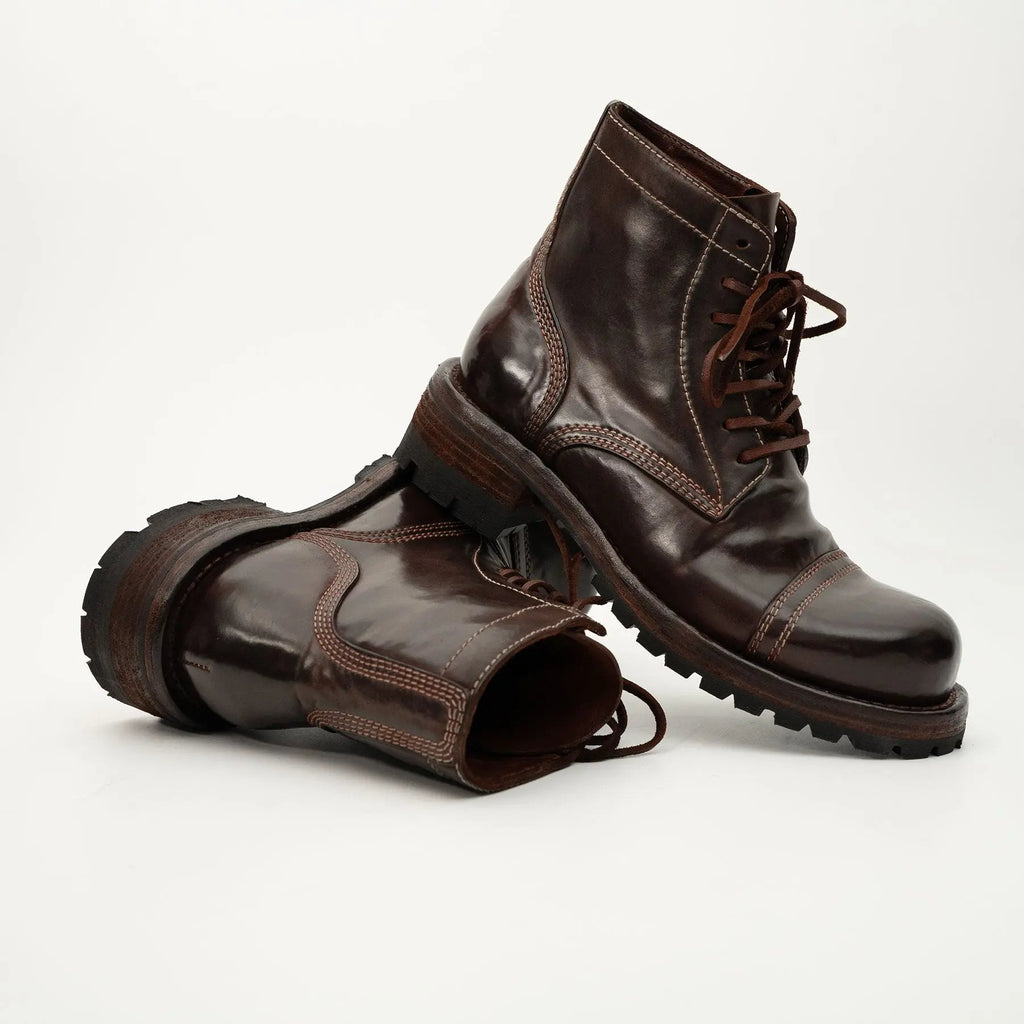 Dark Brown Horsehide Combat Boots