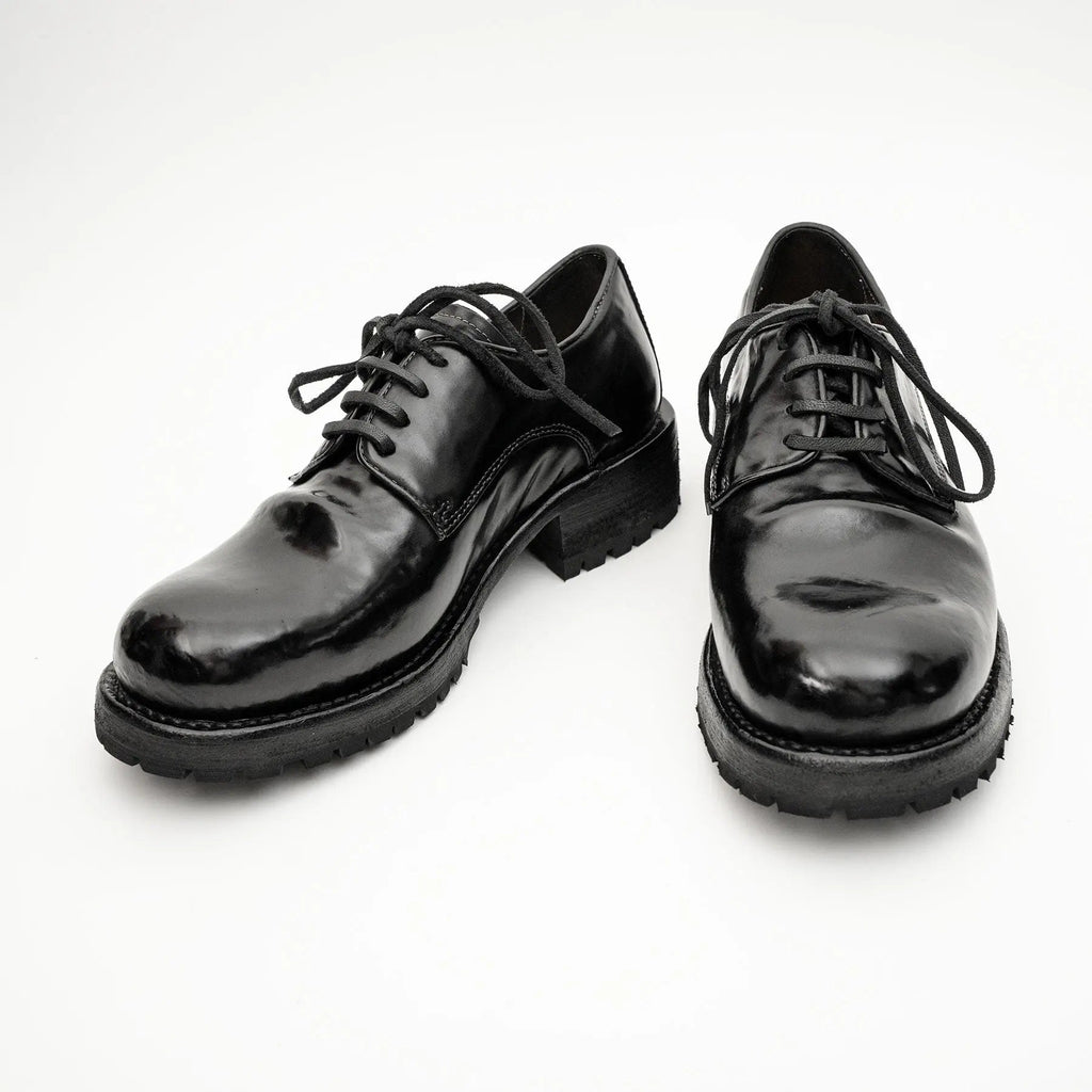 Jet Black Washed Horse Leather Derby
