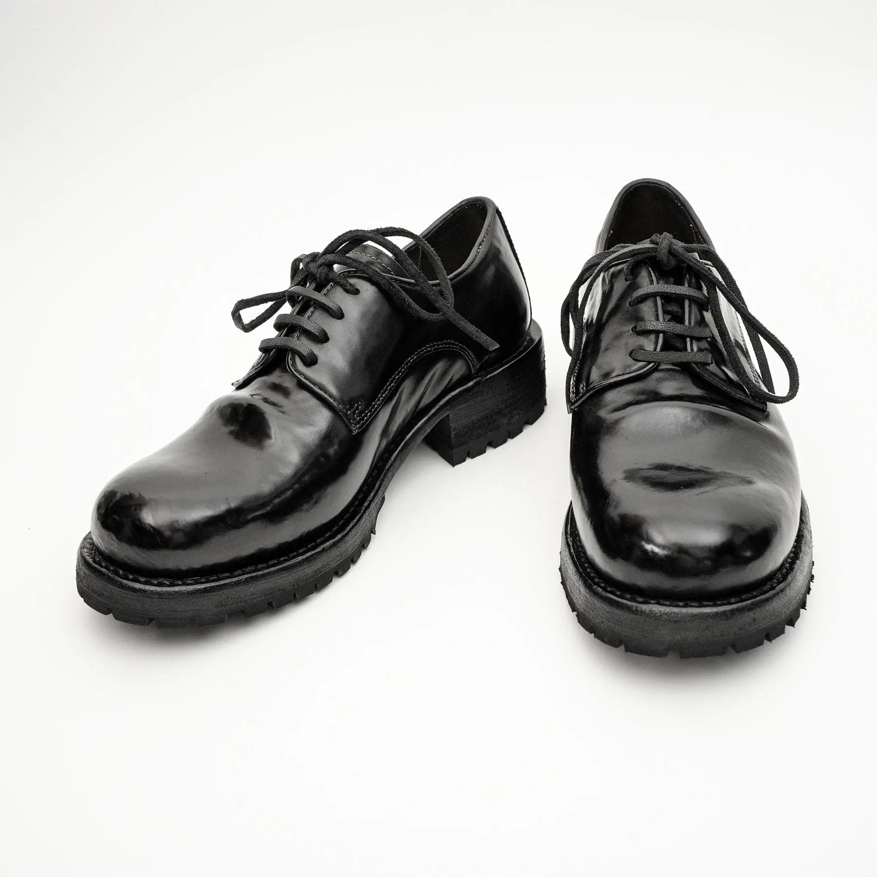 Jet Black Washed Horse Leather Derby