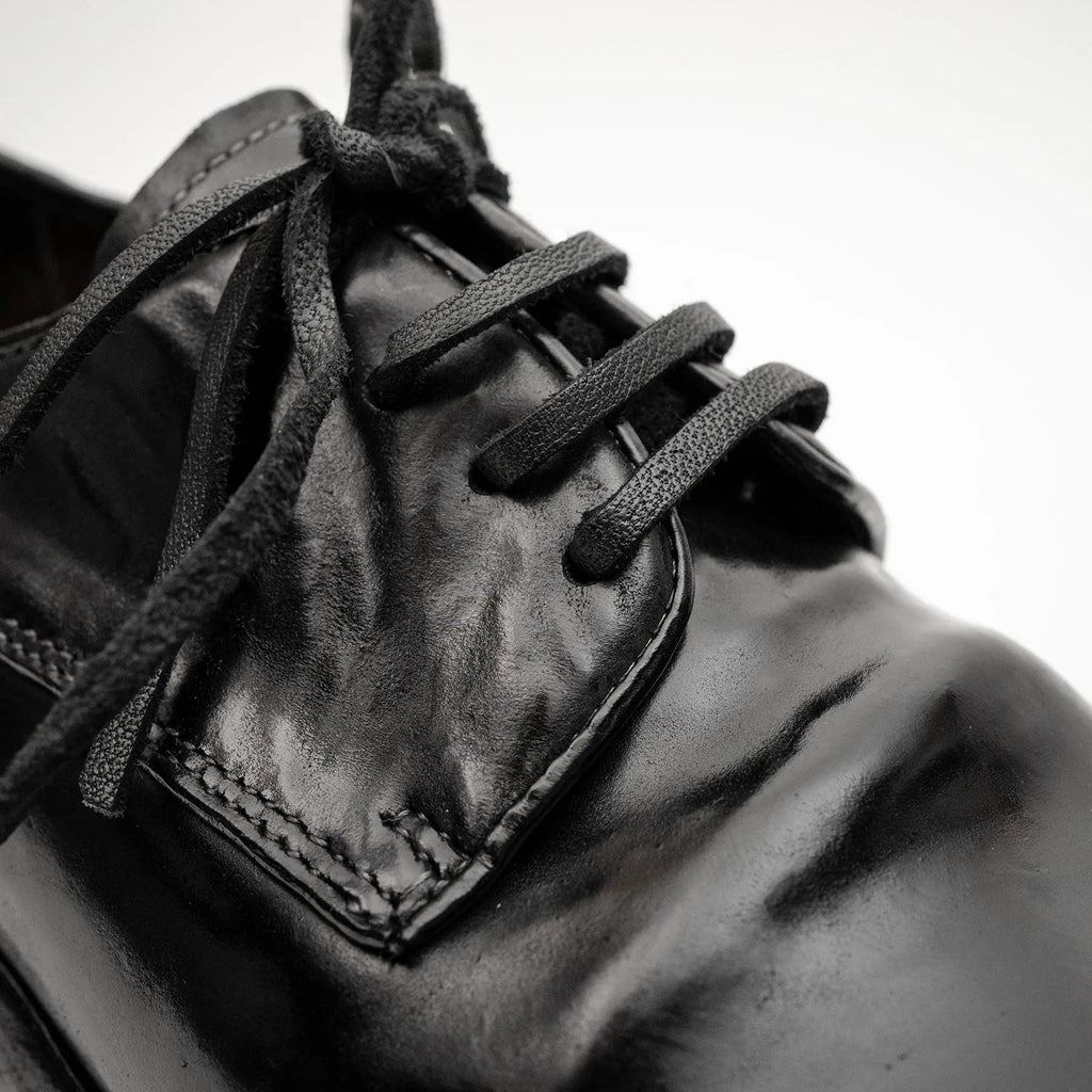 Jet Black Washed Horse Leather Derby