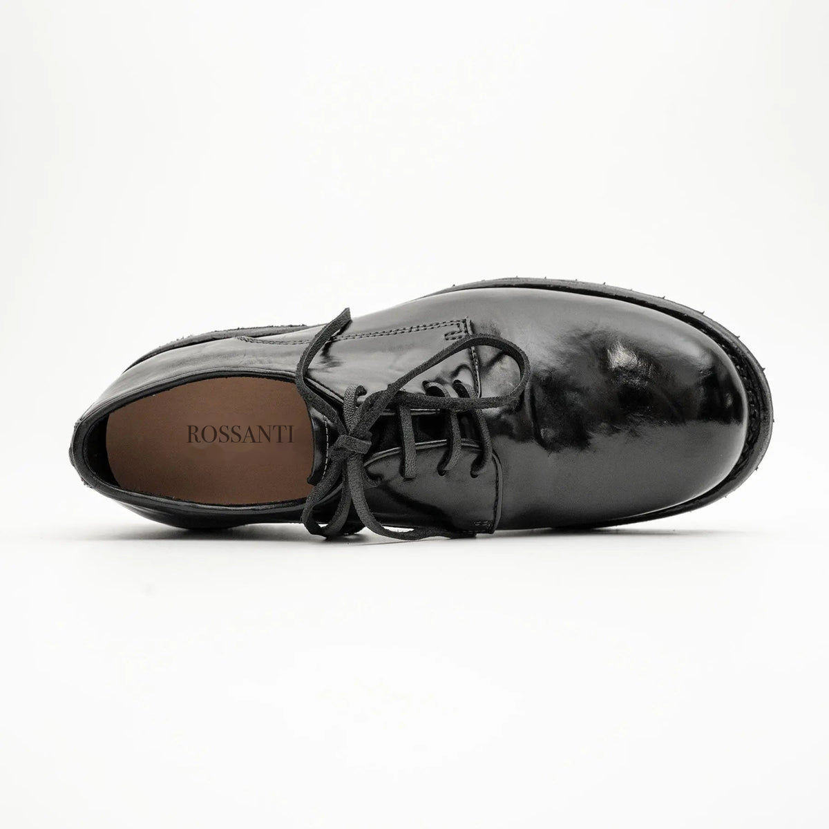 Jet Black Washed Horse Leather Derby